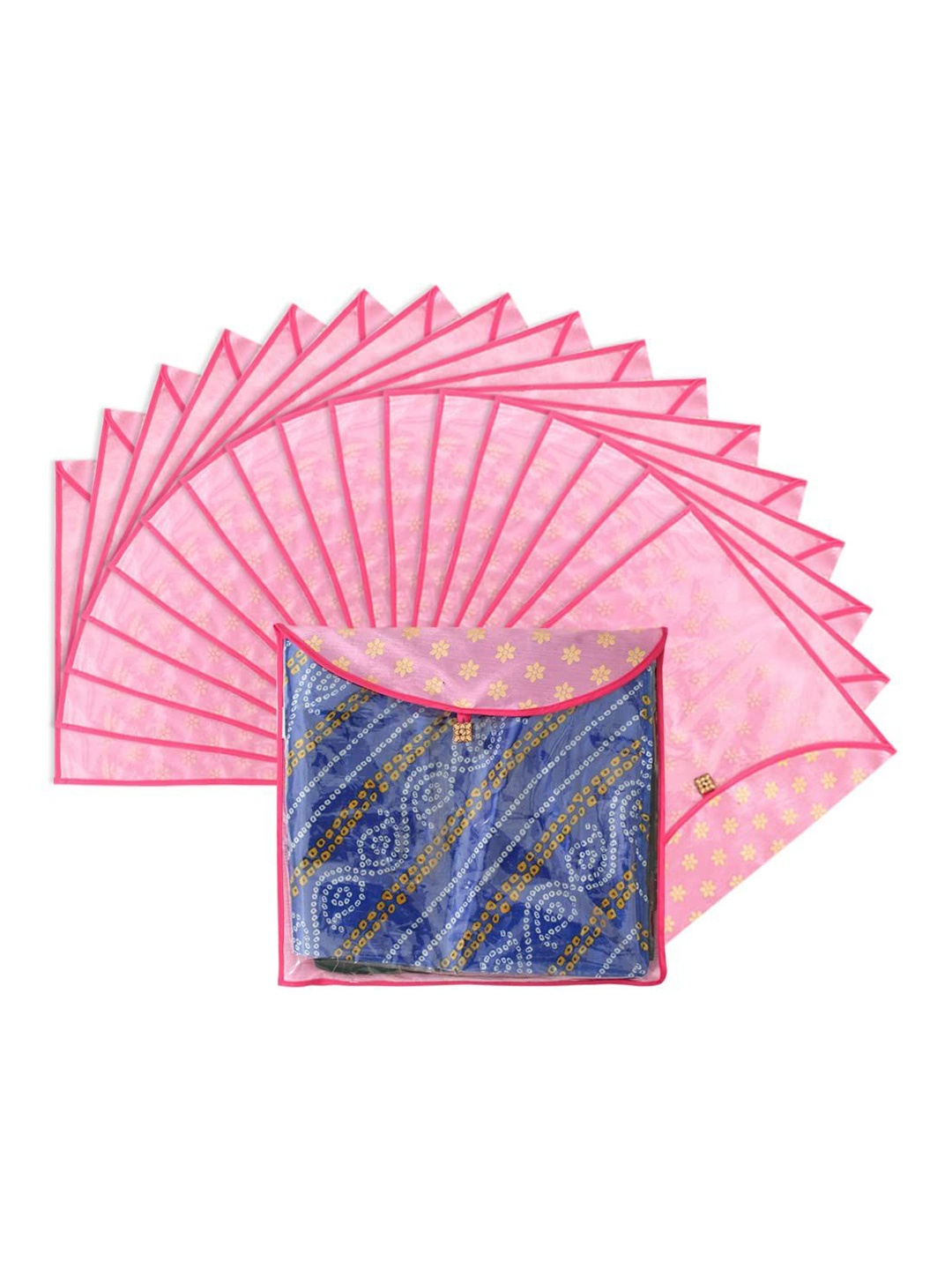 

prettykrafts Pink & Yellow 18 Pieces Floral Printed Fabric Organisers