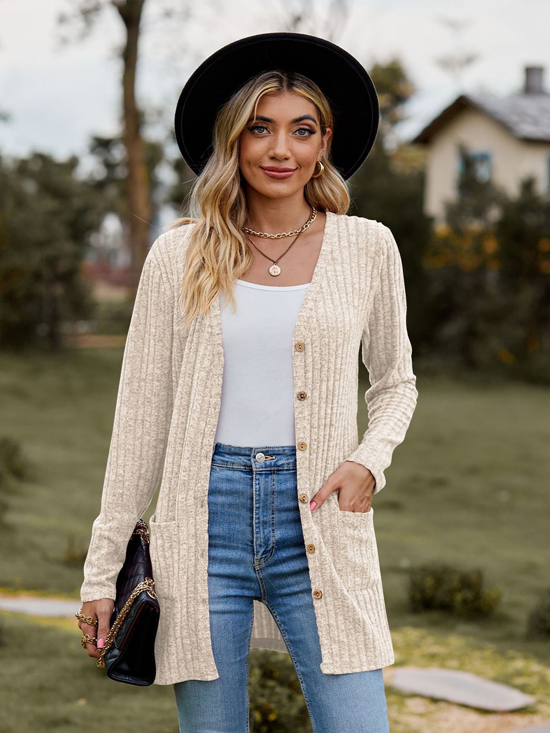 

StyleCast x Revolte Women Longline Cardigan, Beige