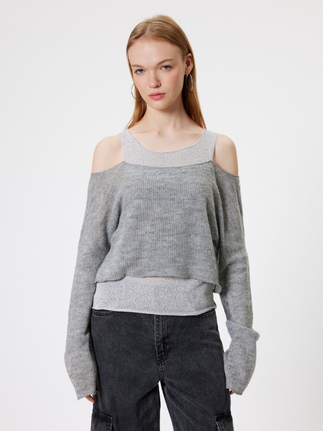 

Koton Women Solid Round Neck Acrylic T-shirt, Grey