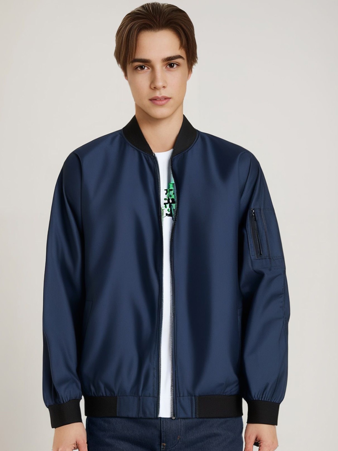 

StyleCast x Revolte Men Colourblocked Tailored Jacket, Blue