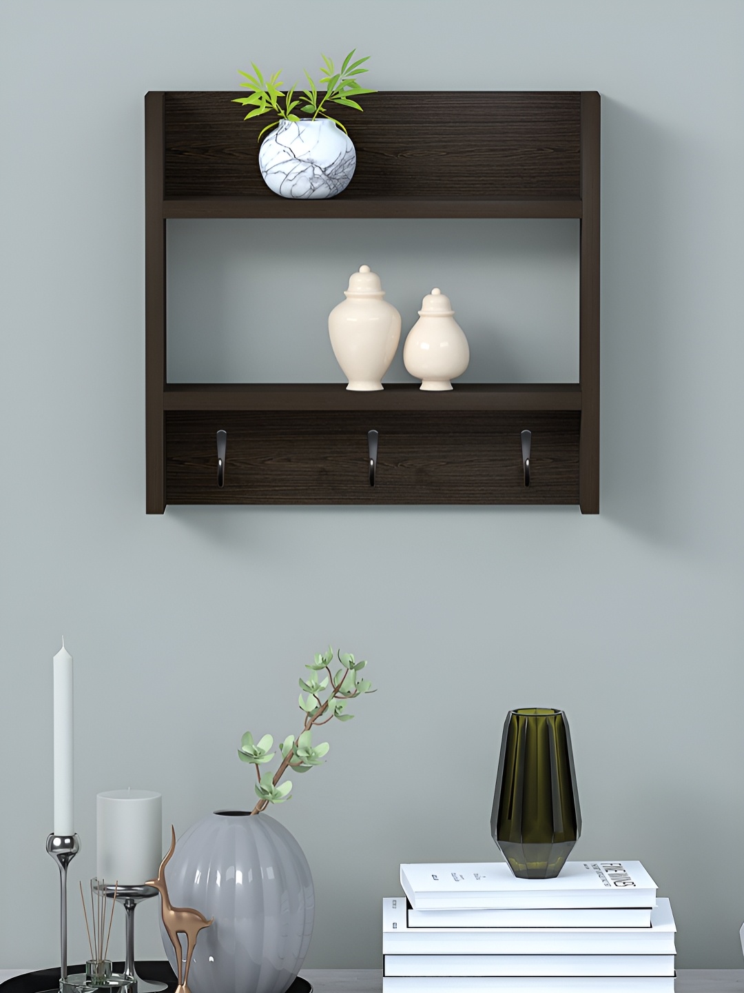 

RANDOM Black Engineered Wood Multipurpose Storage Wall Shelf