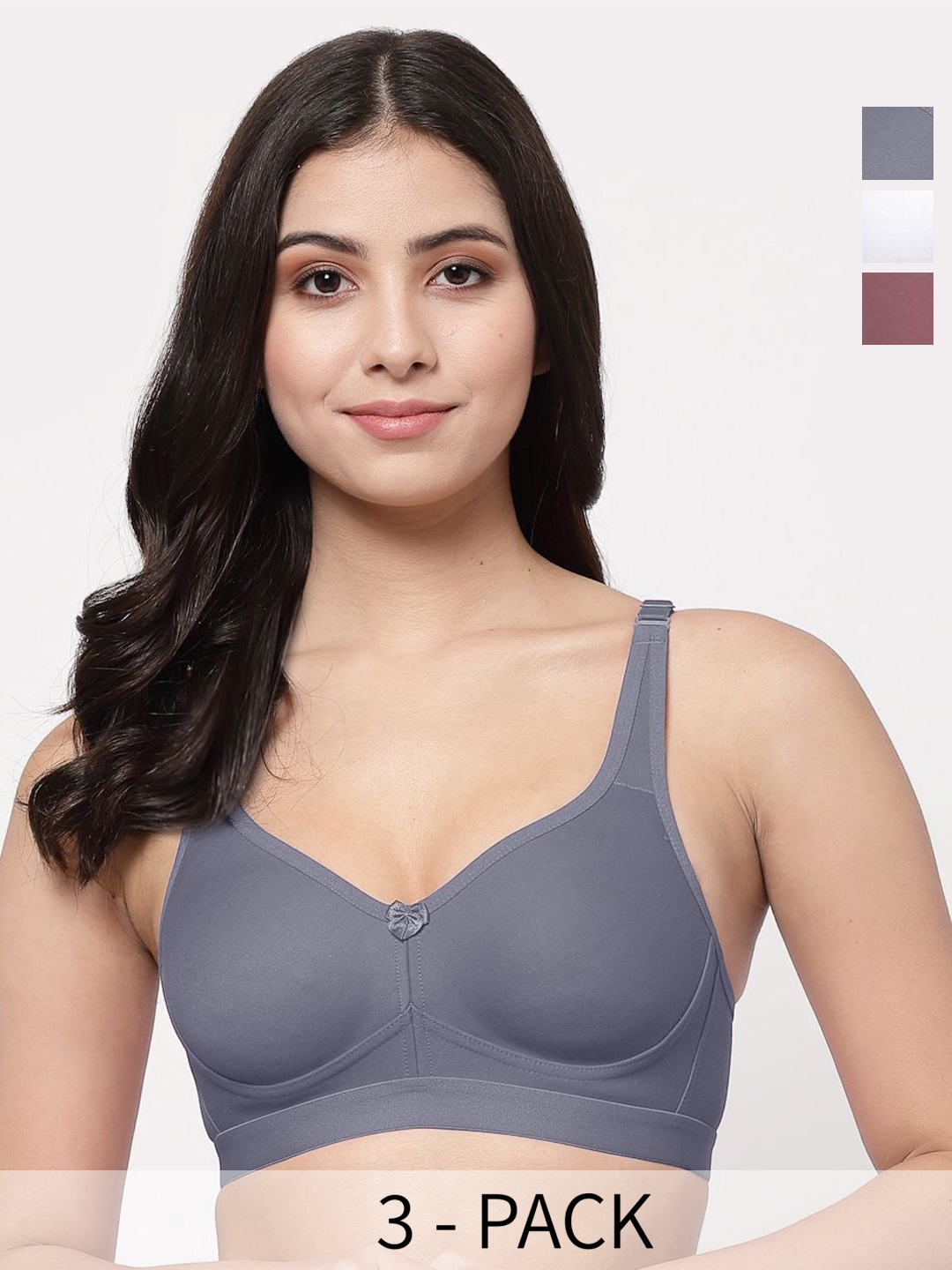 

College Girl Women Pack Of 3 Full Coverage Lightly Padded Bra, White