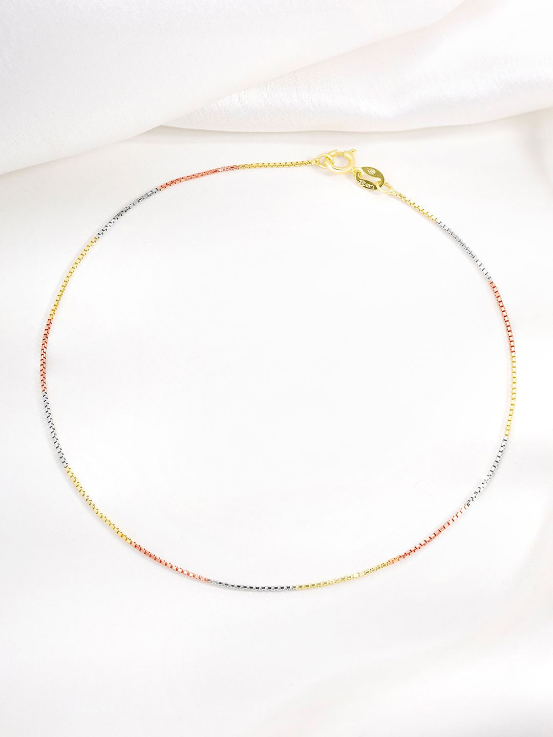 

Silvora by Peora 925 Sterling Silver Rhodium Gold & Rose Gold Plated Single Anklet