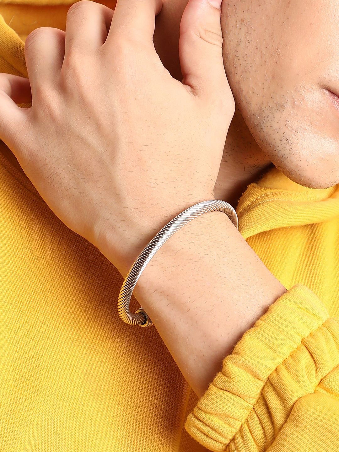 

French Accent Silver-Plated Cuff Bracelet
