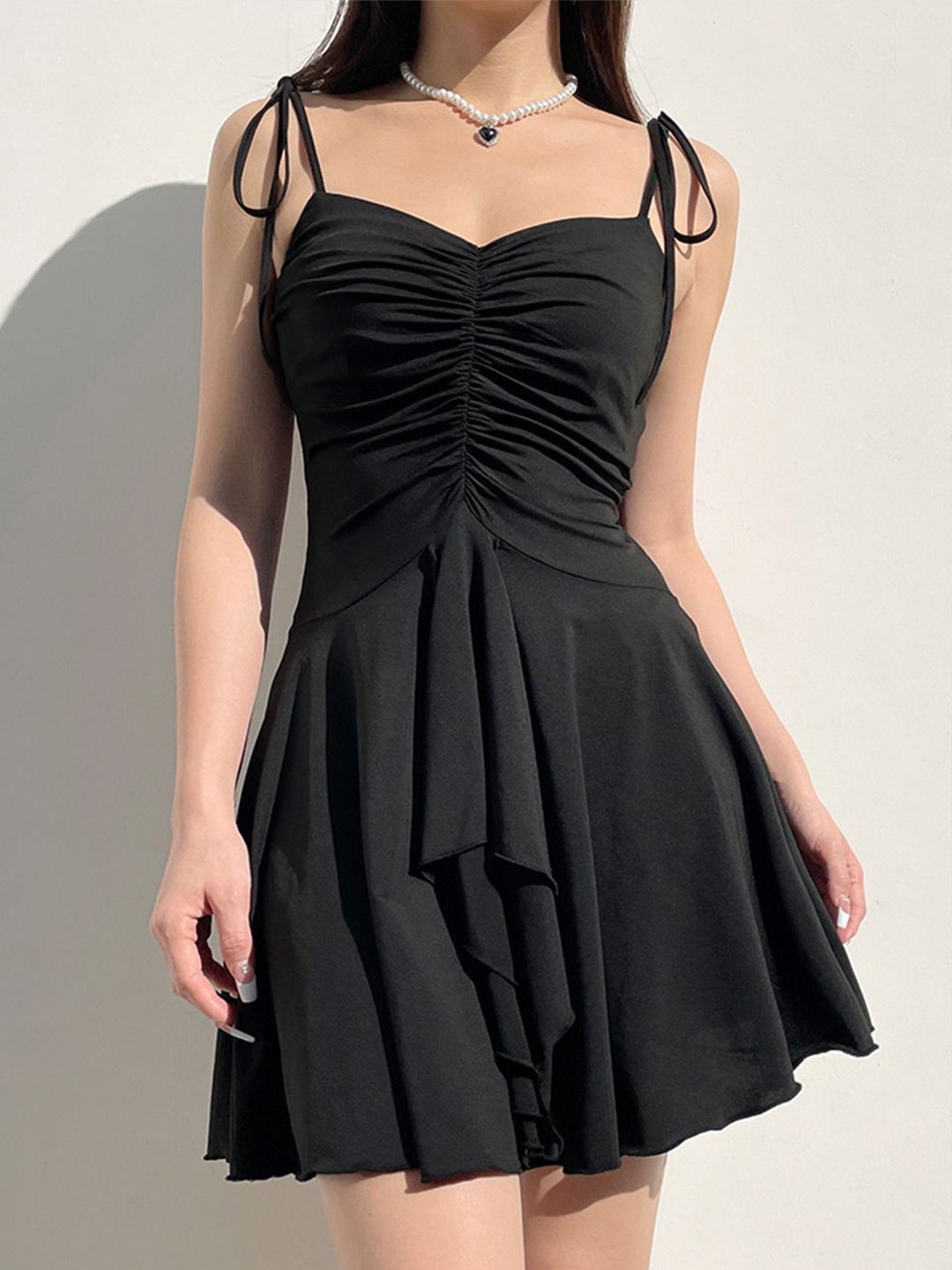 

StyleCast Sweetheart Neck Ruched Fit & Flare Dress, Black