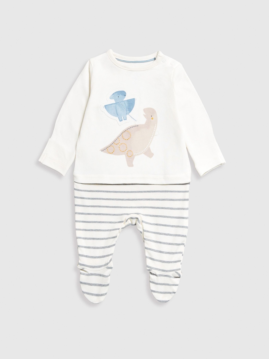 

mothercare Boys Printed Cotton Sleepsuit, Cream