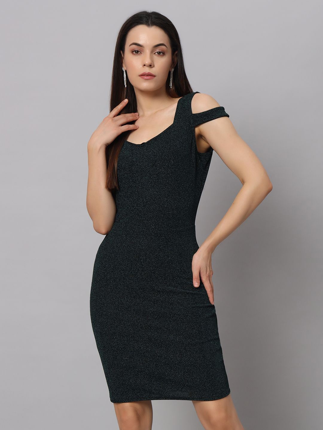 

VAARARO Women Cold-Shoulder Bodycon Dress, Green