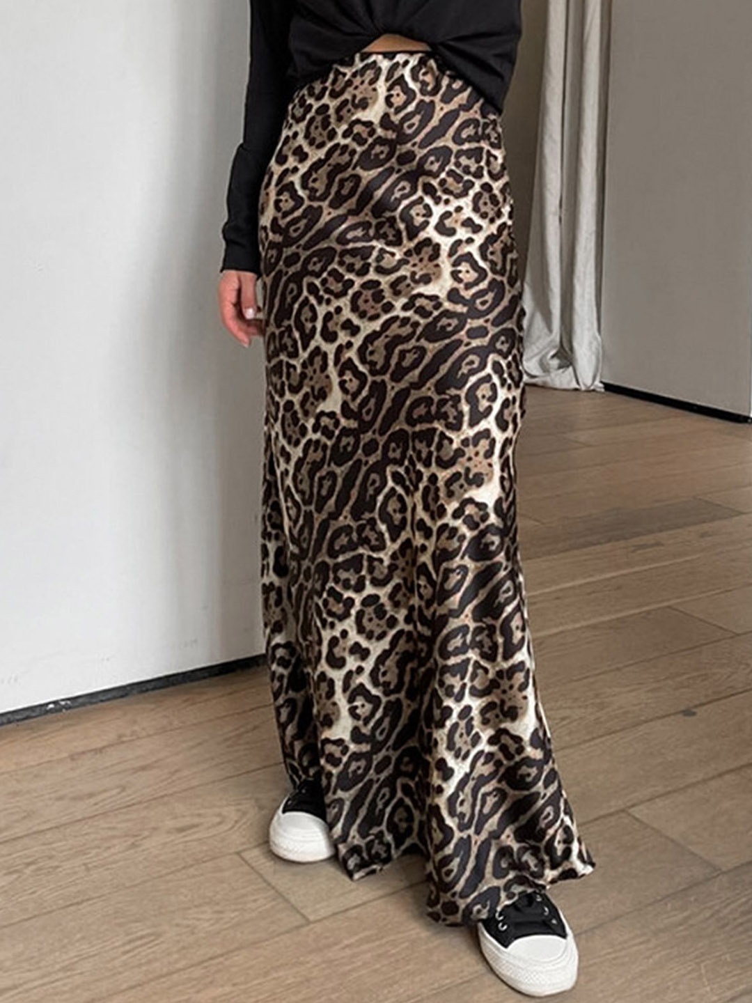 

LULU & SKY Animal Printed High-Rise A-Line Maxi Skirt, Brown