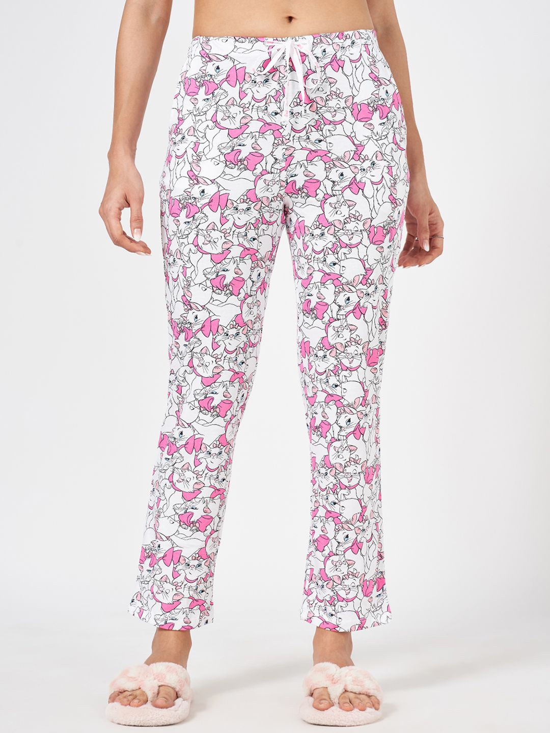 

Dreamz by Pantaloons Women Printed Pure Cotton Mid Rise Lounge Pant, White