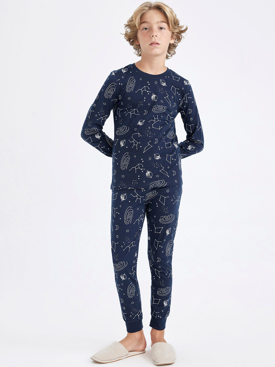 

DeFacto Printed Cotton Clothing Set, Navy blue