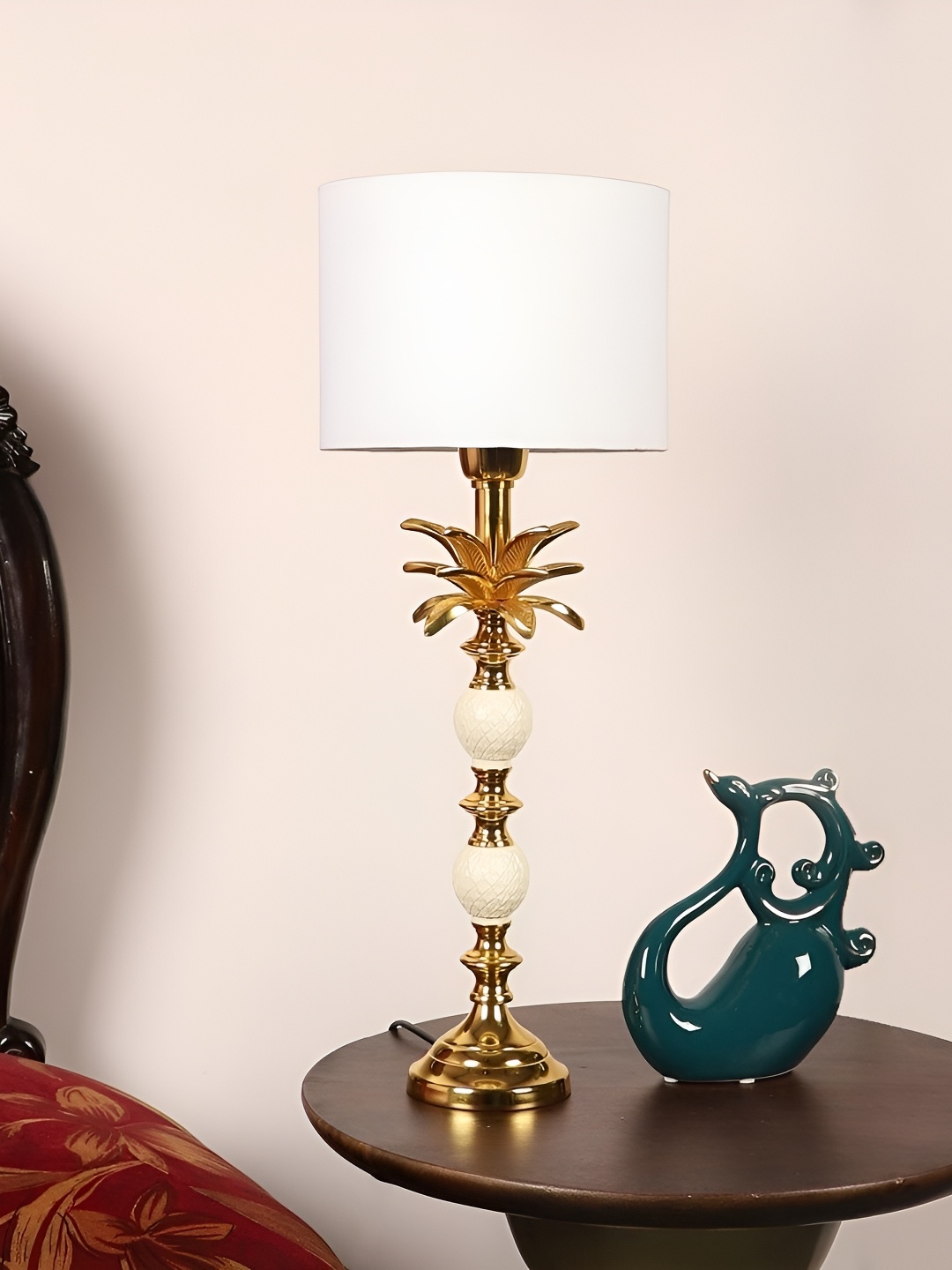 

pristine interiors Beige Metal Contemporary Cylindrical Shaped Table Lamp