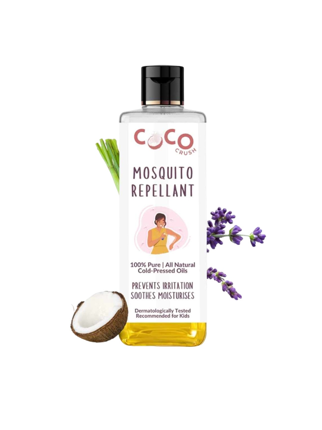 

Coco Crush Mosquito Repellent Oil Prevents & Soothes Mosquito Bite -200 ml, Transparent