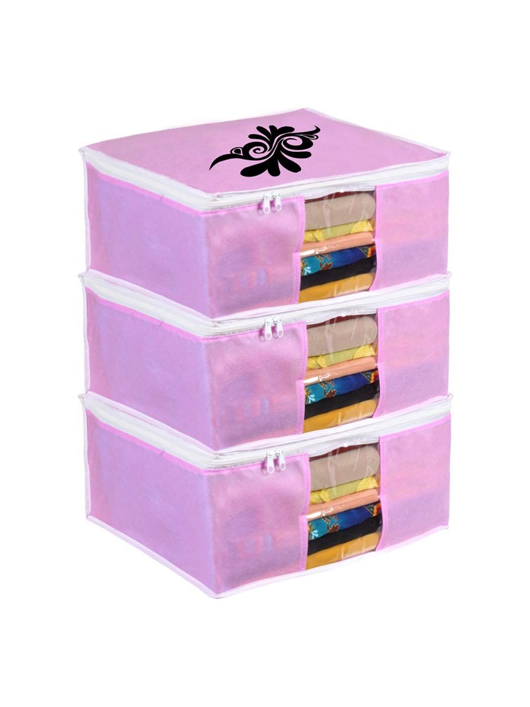 

prettykrafts Pink & White 3 Pieces Wardrobe Organisers