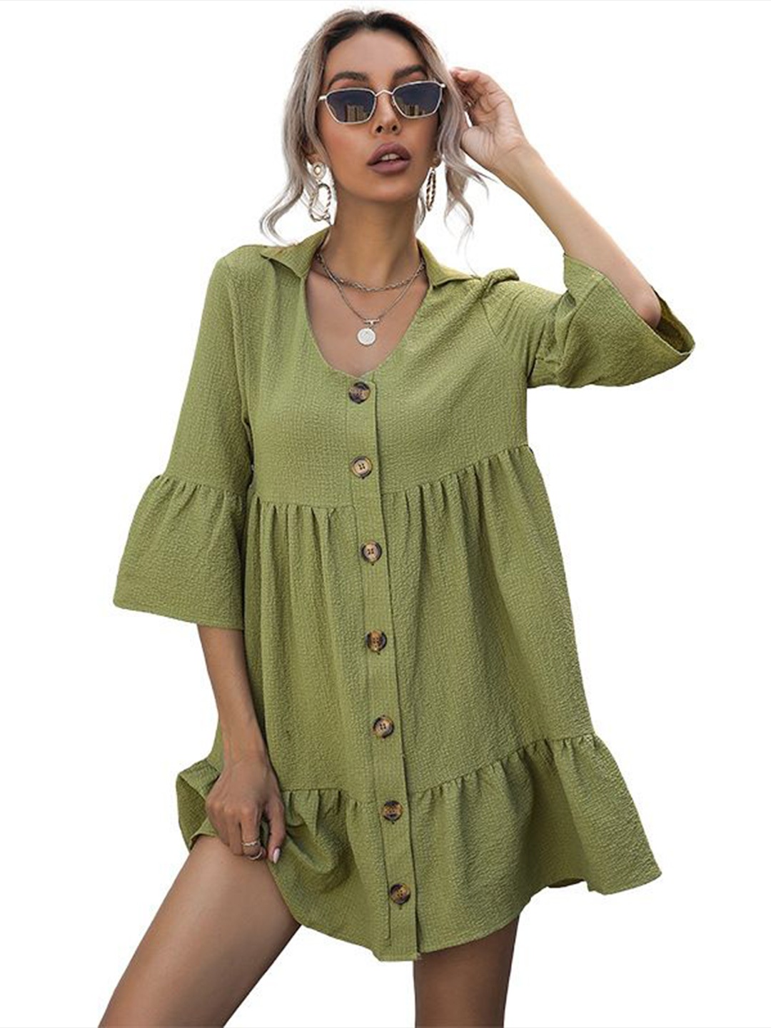 

StyleCast Bell Sleeve A-Line Mini Dress, Green