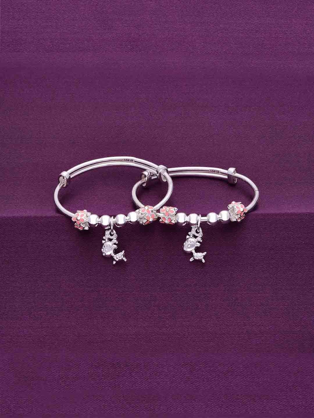 

KAI JEWEL Kids Set Of 2 Sterling Silver Rhodium-Plated Kada Bracelets