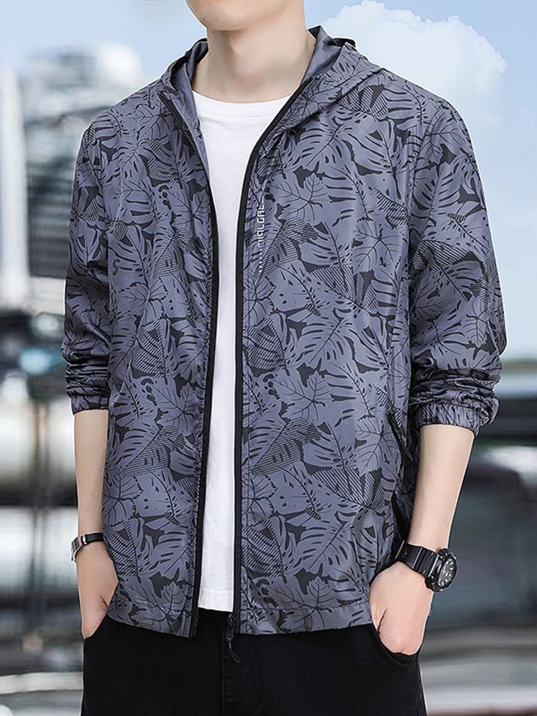 

StyleCast x Revolte Men Floral Printed Tailored Jacket, Grey