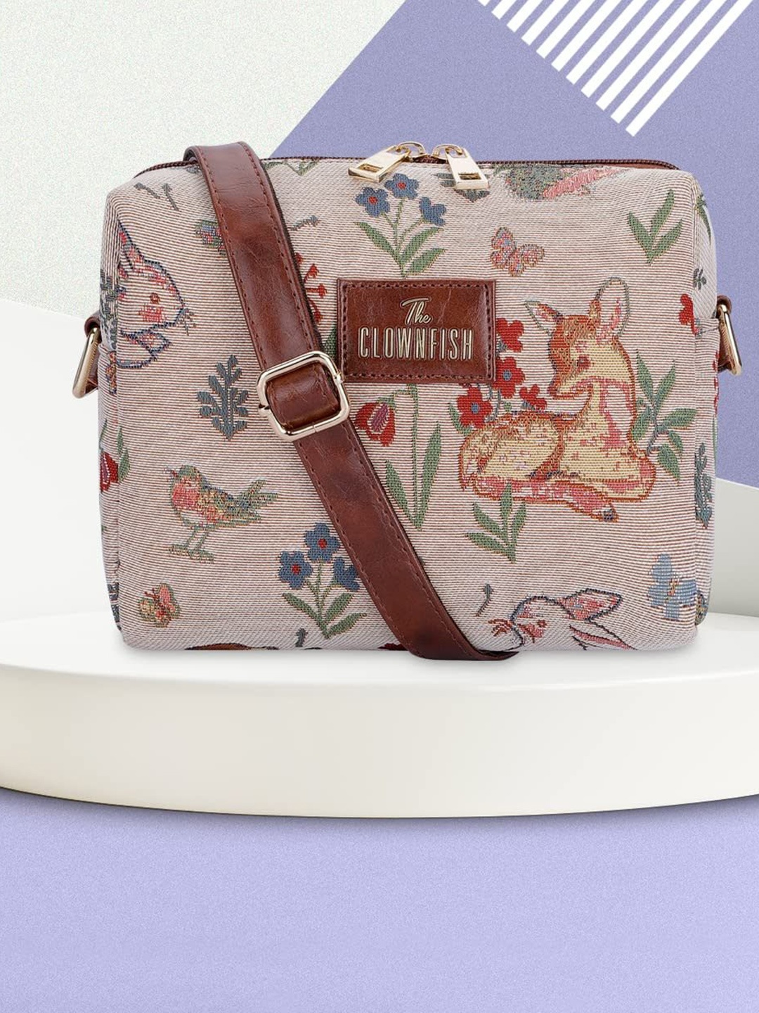 

THE CLOWNFISH Printed Oversized Shopper Handheld Bag with Cut Work, Multi
