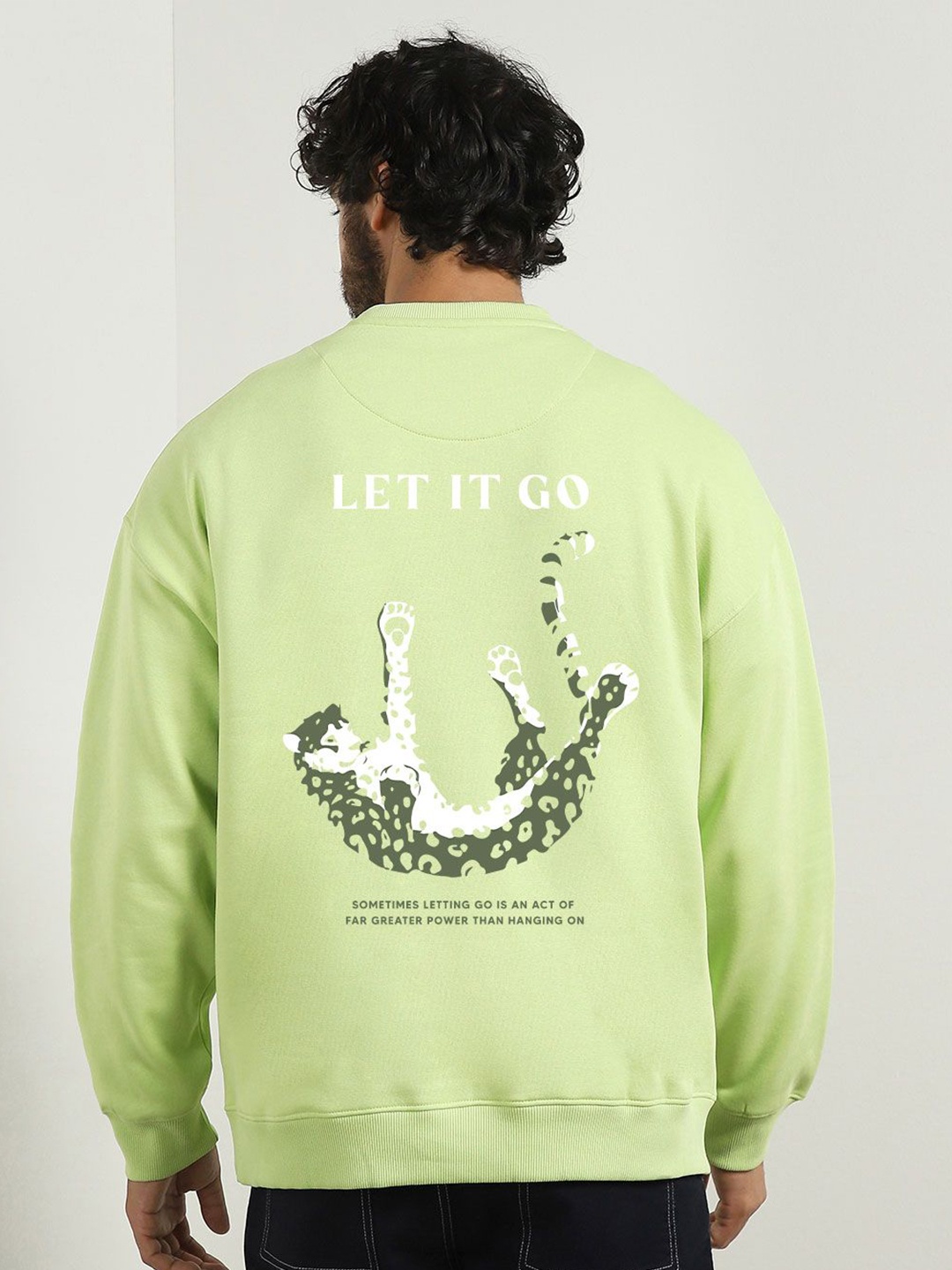 

NOBERO Oversized Back Printed Sweatshirt, Lime green