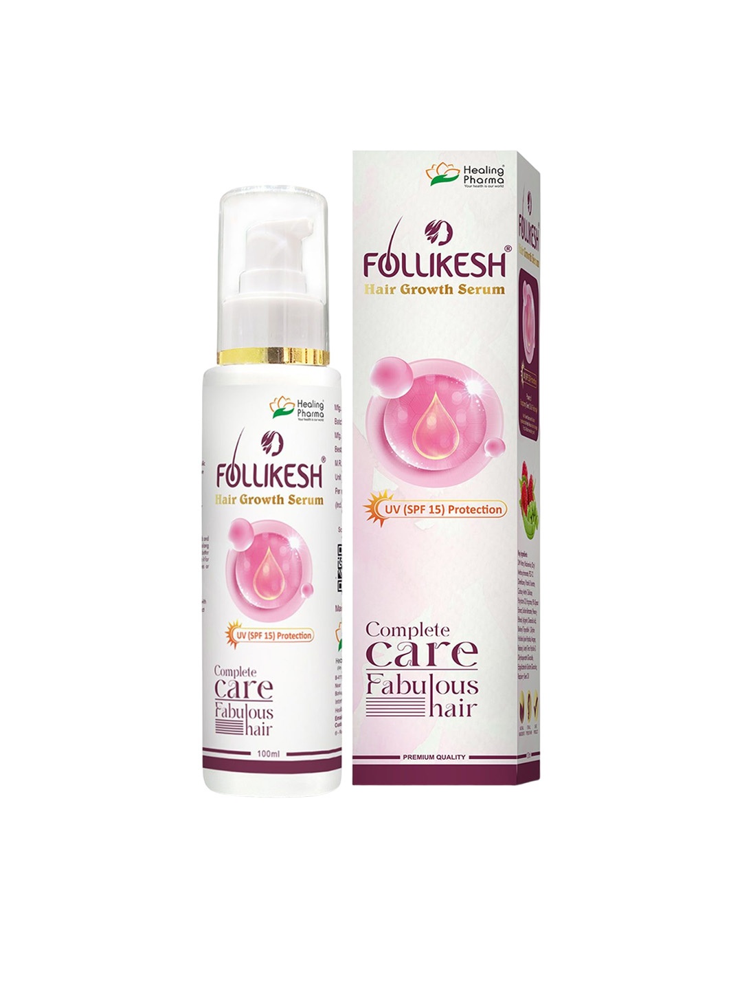 

Healing Pharma Follikesh Hair Growth Serum With Raspbeery Seed Oil & Redensly- 100ml, White