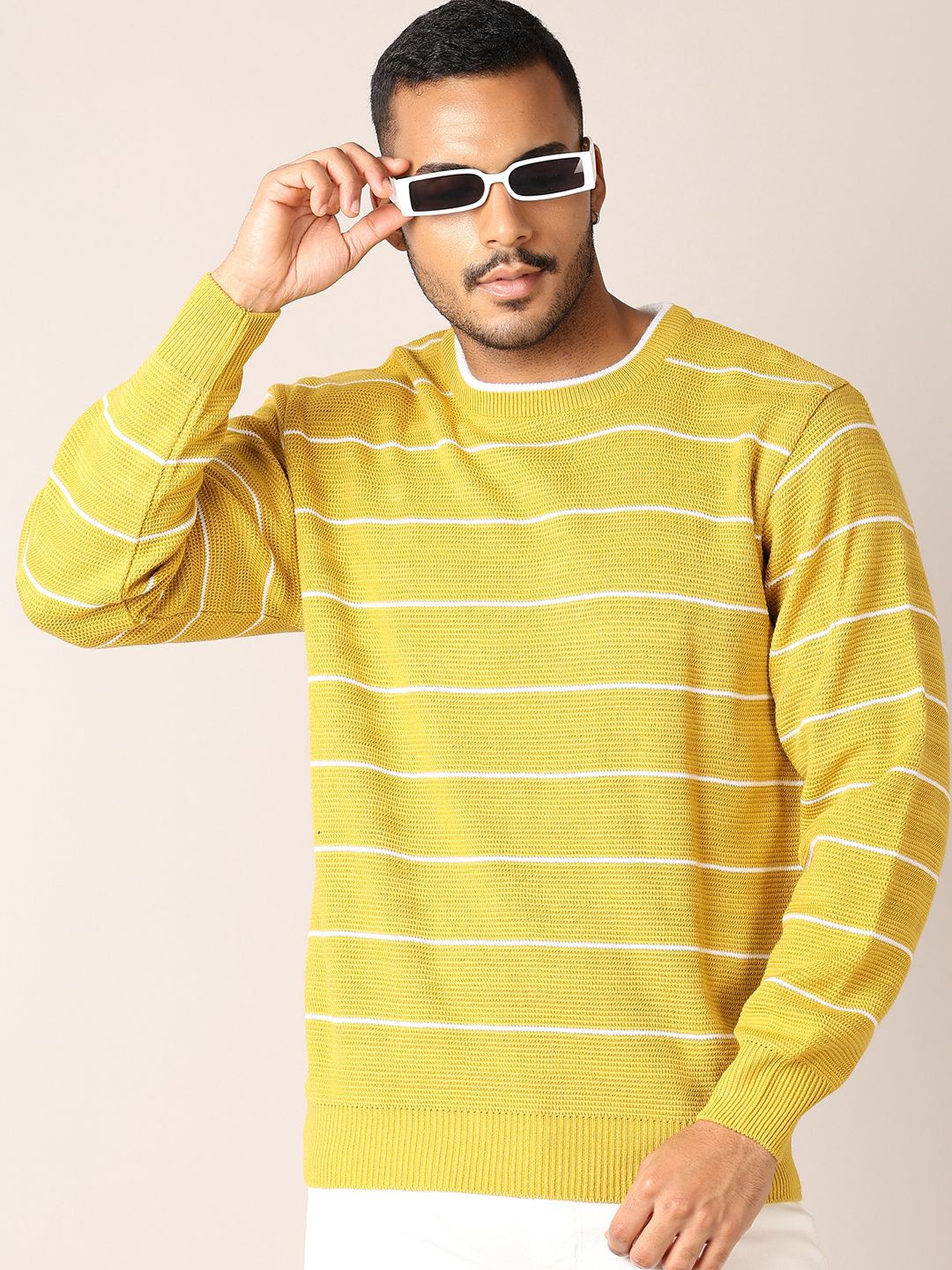

V-Mart Men Striped Pullover, Yellow