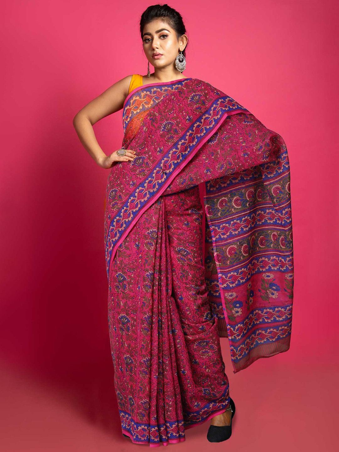 

Unnati Silks Ethnic Motifs Pure Cotton Handloom Kota Saree, Pink