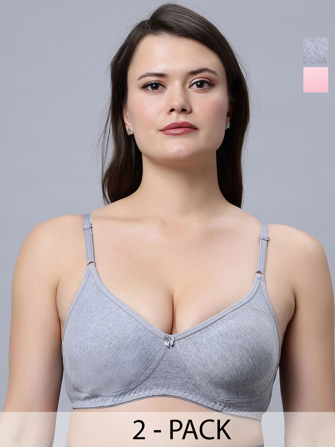 

In Care Pack Of 2 Non Padded Full Coverage Underwired T-shirt Bra, Grey