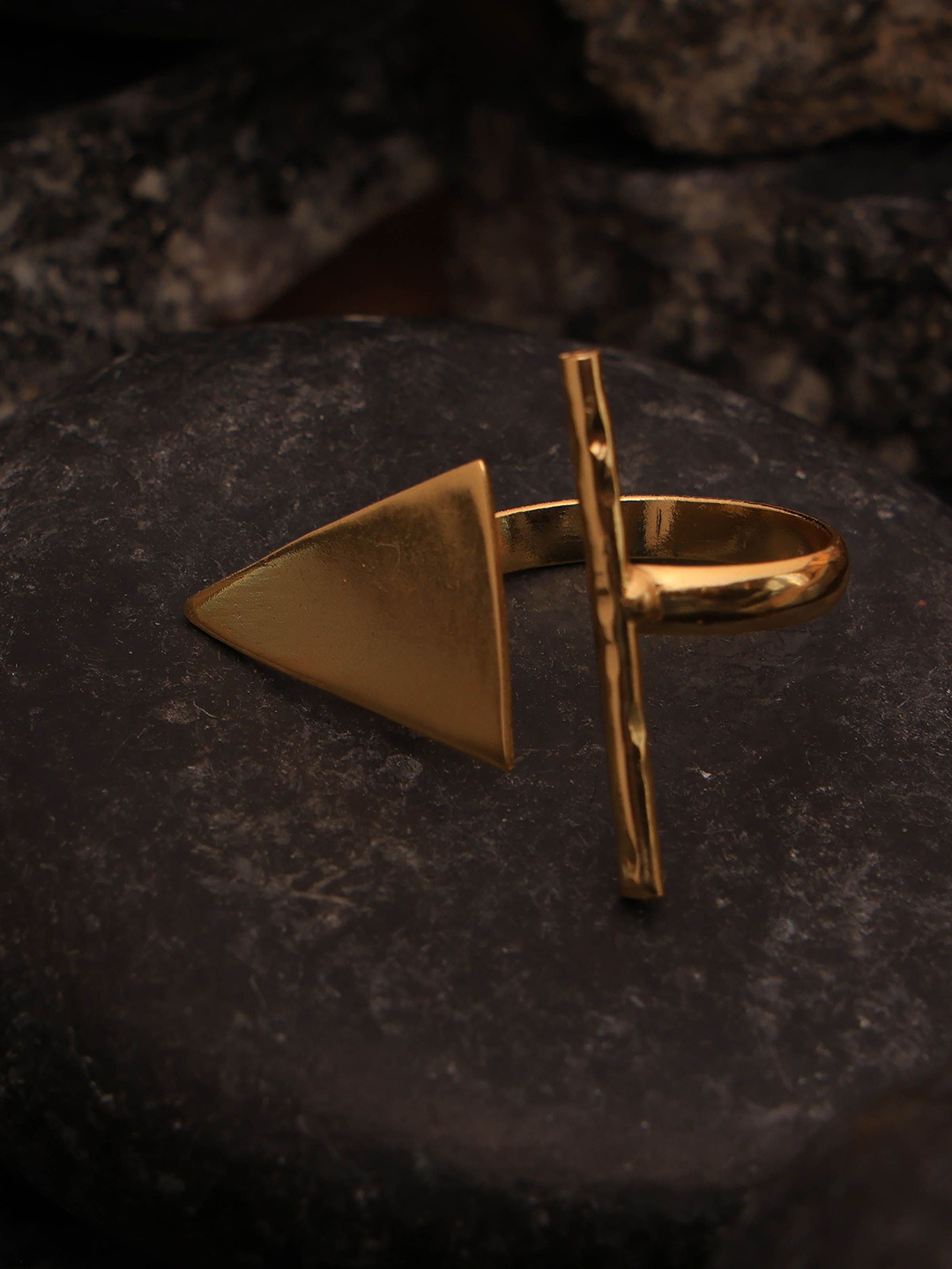 

ROYAL PITARAH Gold-Plated Triangular Adjustable Finger Ring