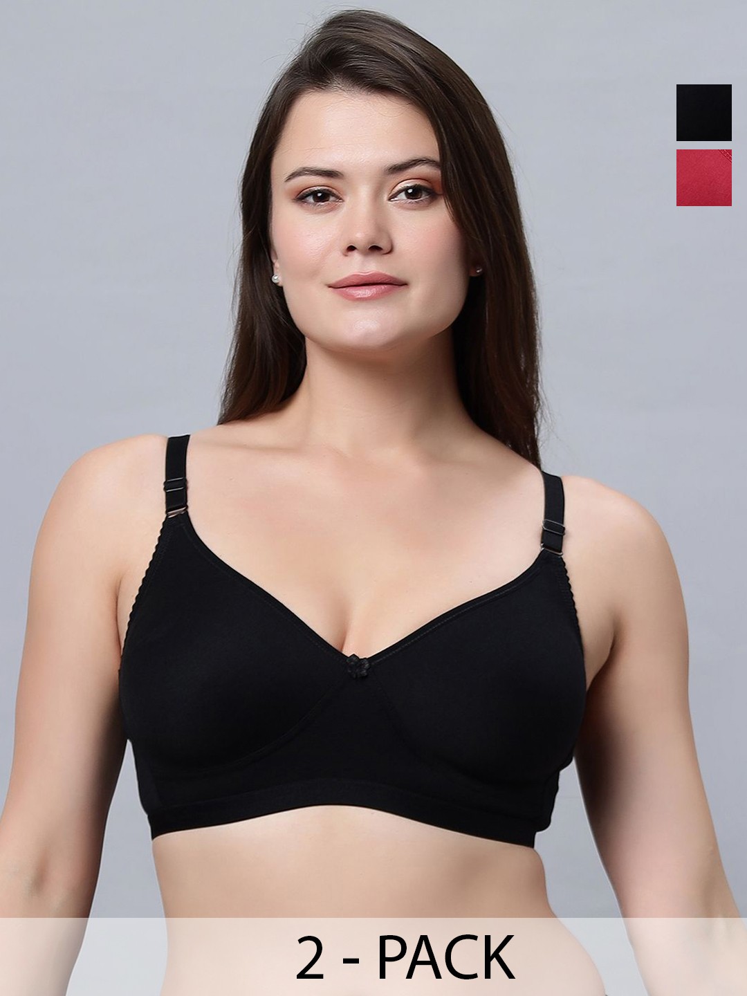 

In Care Pack Of 2 Medium Coverage T-shirt Bra, Red