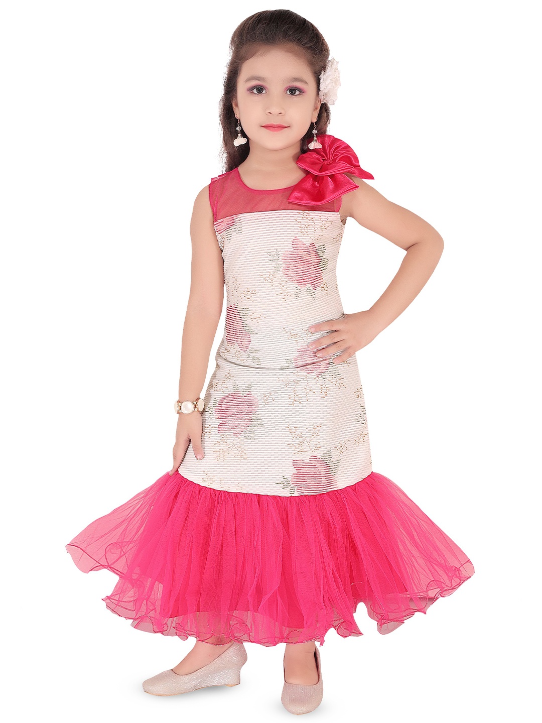 

My Lil Princess Girls Embellished Fit & Flare Maxi Dress, Pink