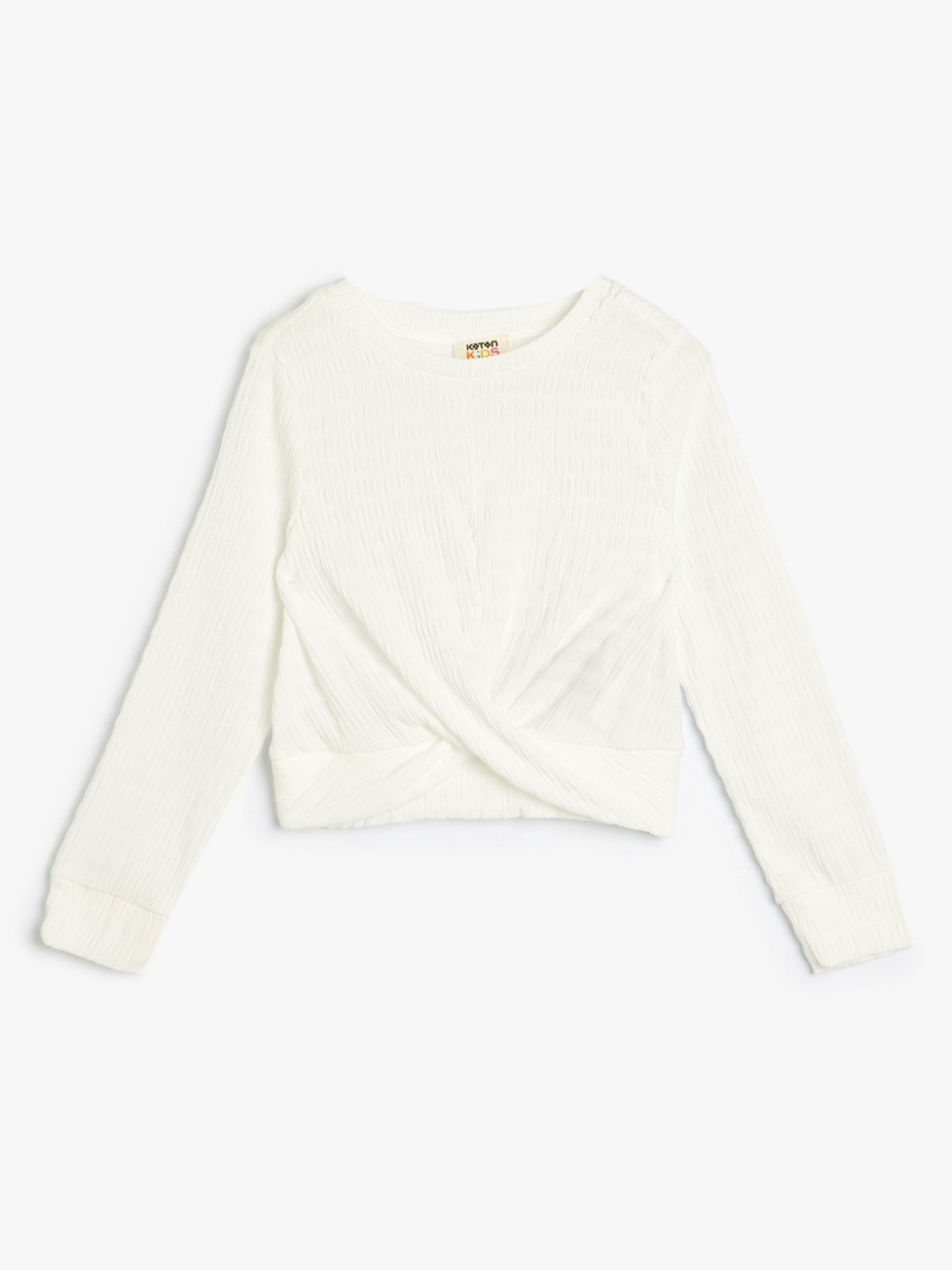 

Koton Girls Round Neck Solid Twisted Top, White