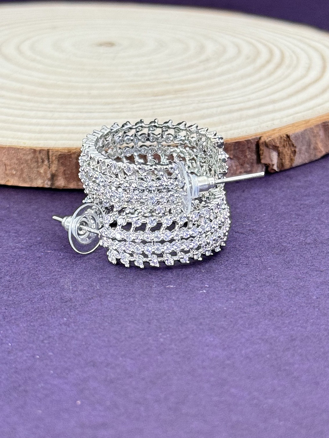 

The Jewellery Tale Silver-Plated Circular Half Hoop Earrings