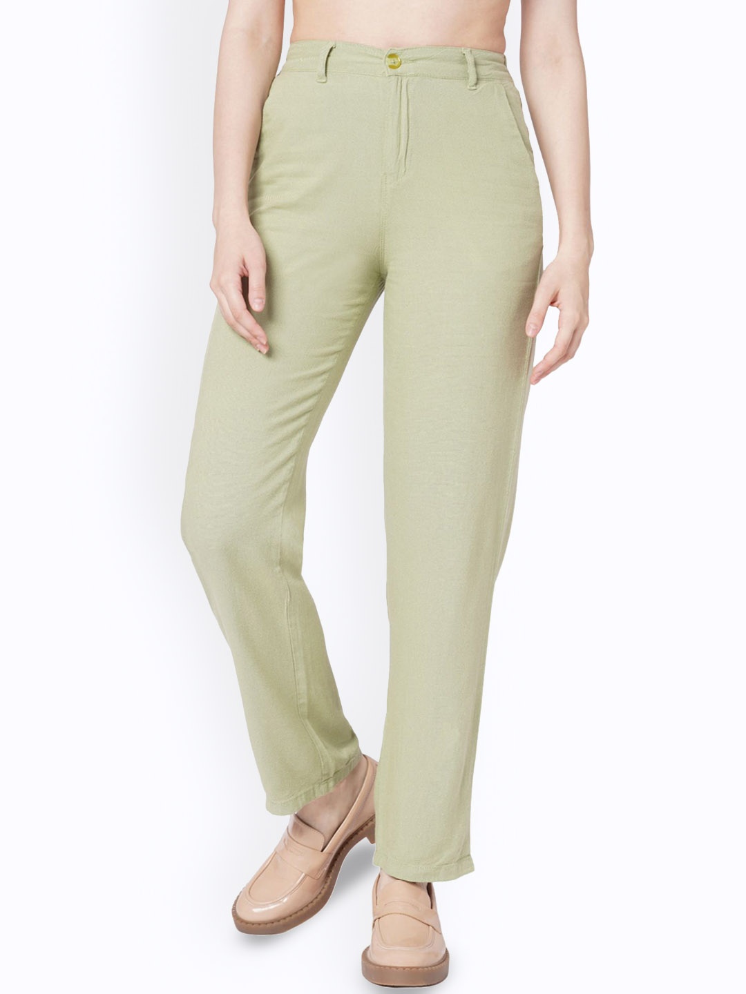 

Kraus Jeans Women Straight Fit High-Rise Light Fade Jeans, Olive