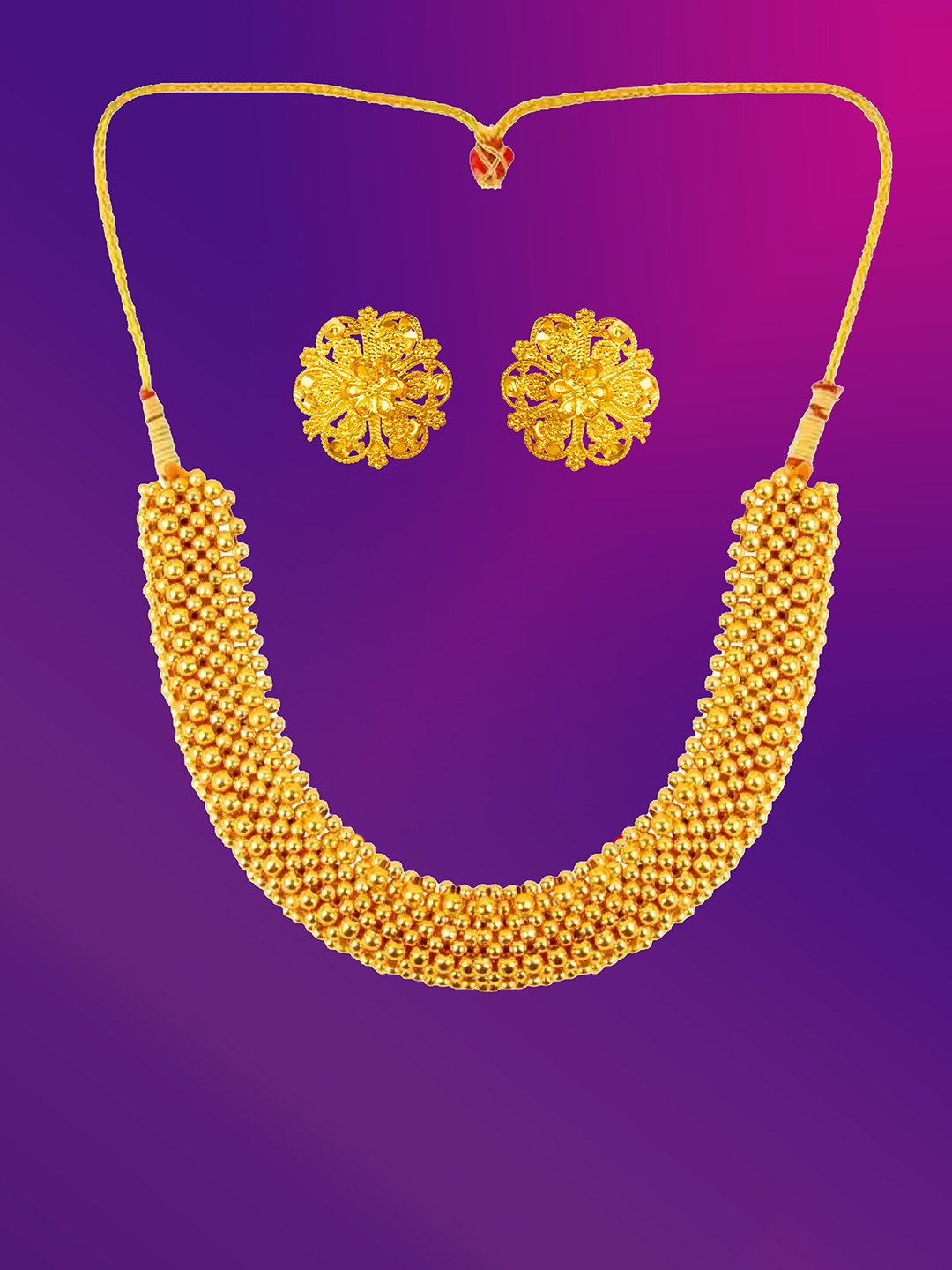 

Lila Gold-Plated Beadded Choker Jewellery Set