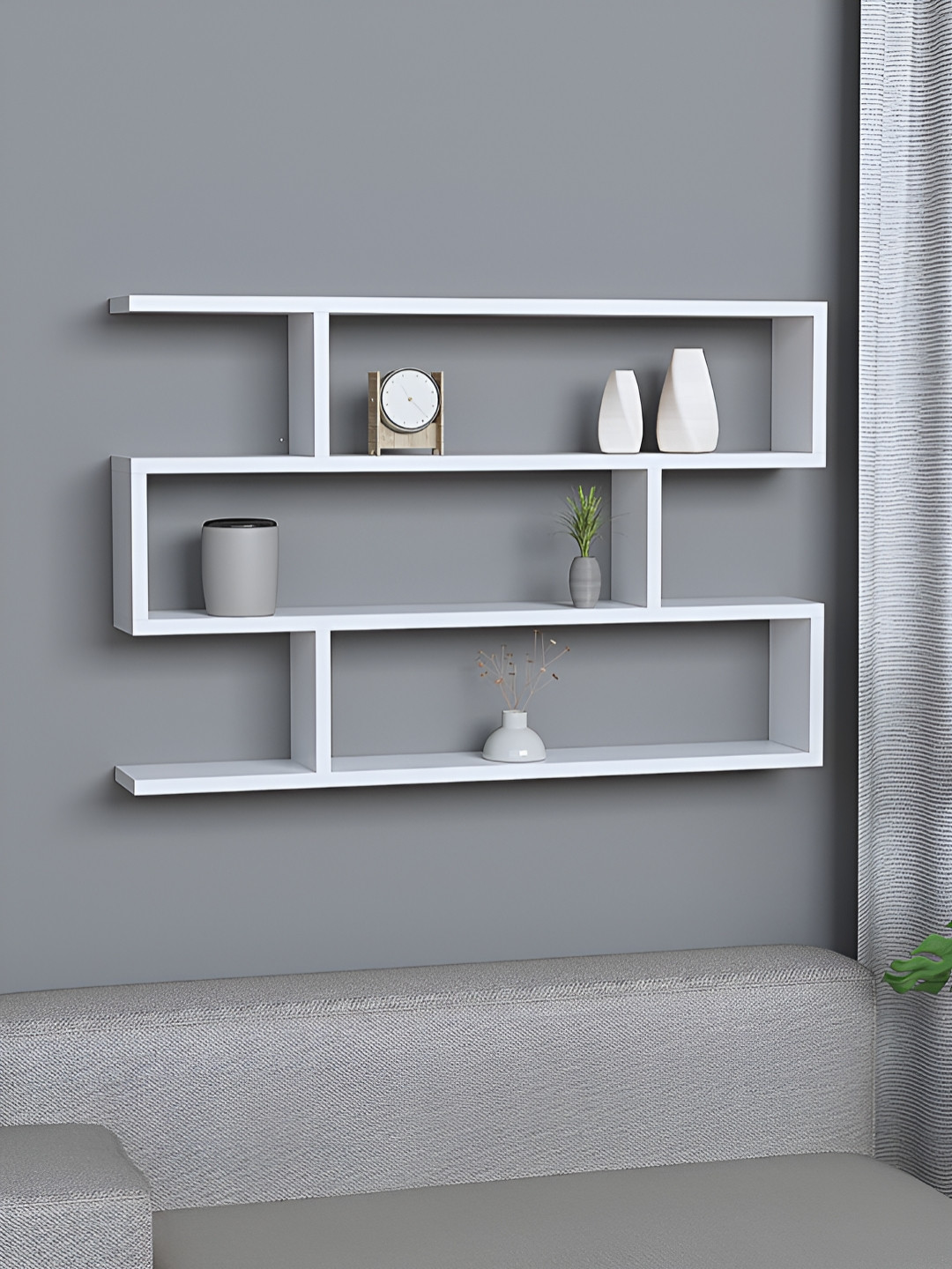 

RANDOM White Engineered Wood Multipurpose Storage Wall Shelf