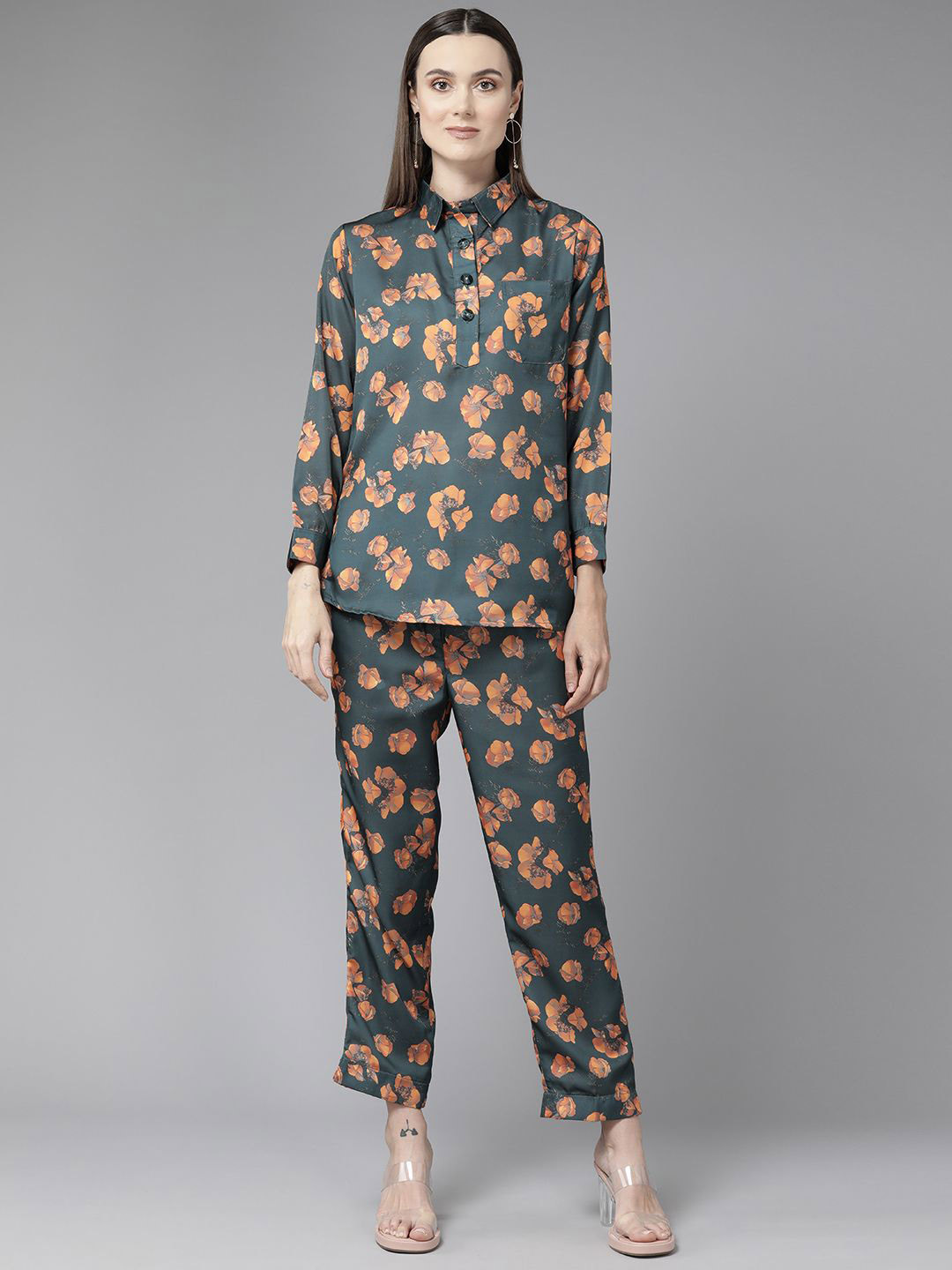 

BAESD Women Floral Printed Co-Ords Set, Green