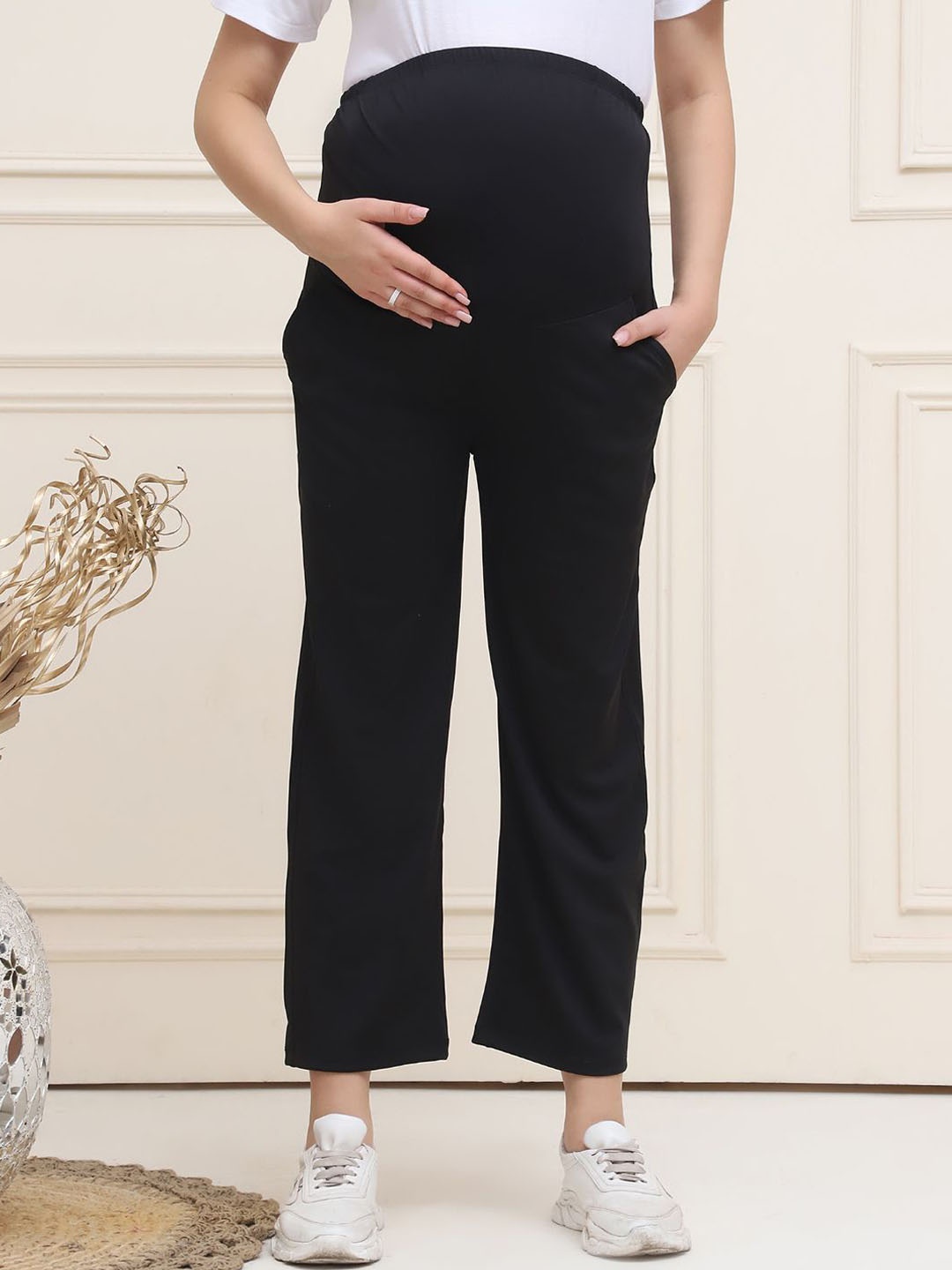 

WELL KEPT Women Straight-Fit Maternity Track Pants, Black