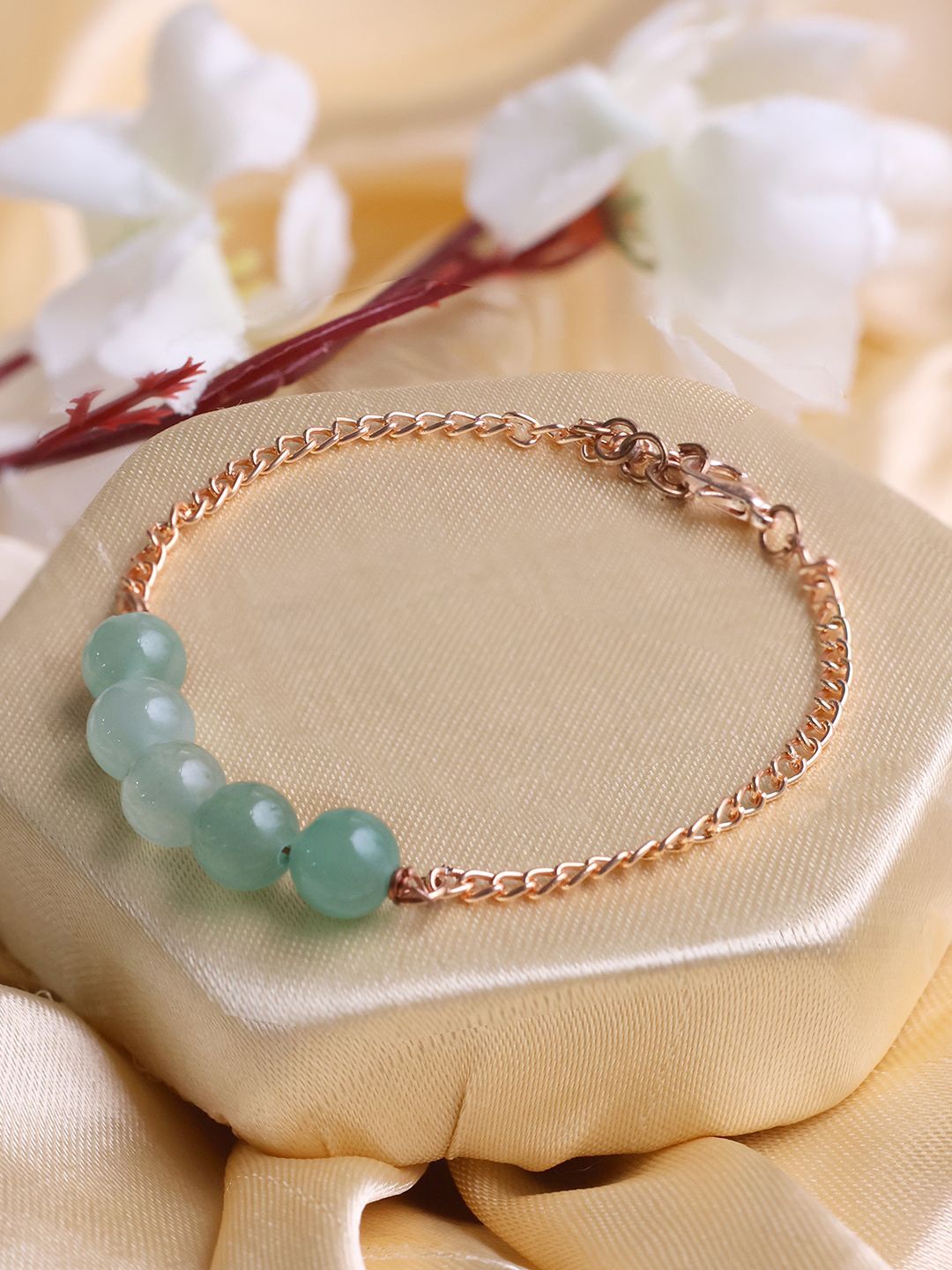 

Shubhanjali Aventurine Beaded Link Bracelet, Gold