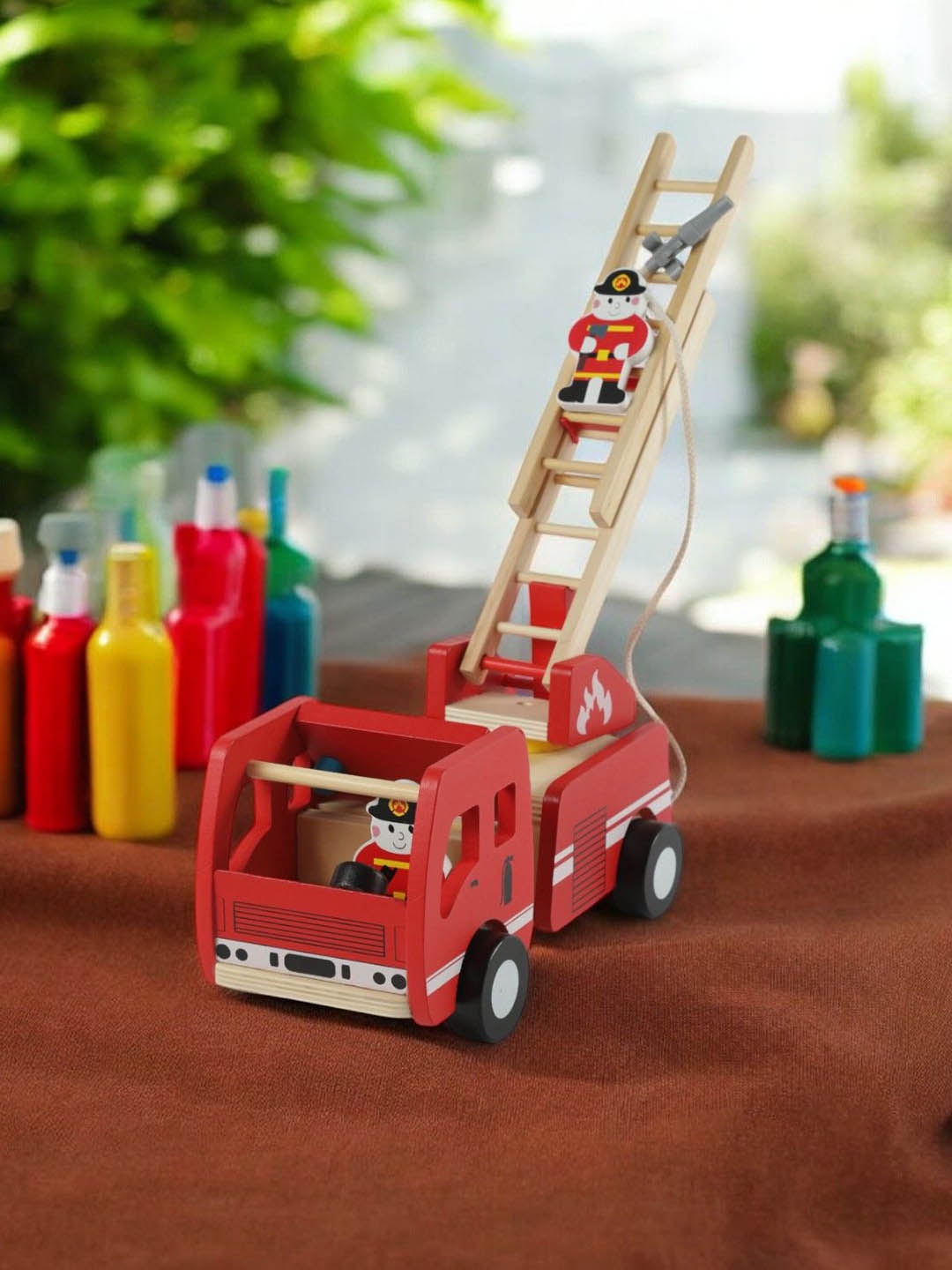 

LITTLE GINNIE Kids Wooden Truck Toys, Red