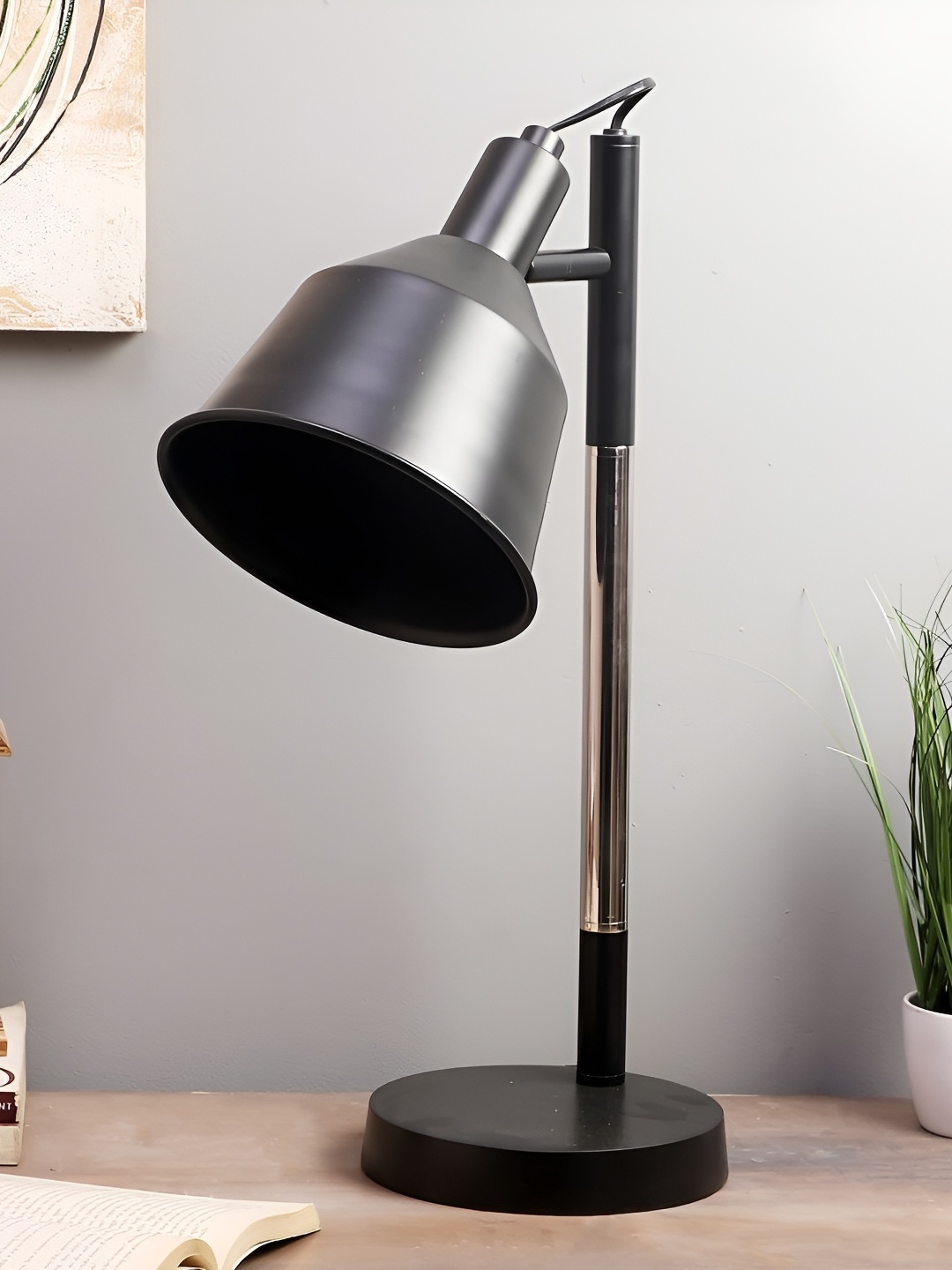 

pristine interiors Black Metal Contemporary Cylindrical Shaped Table Lamp