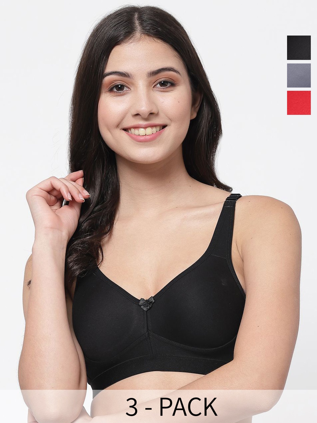 

College Girl Women Pack Of 3 Full Coverage Lightly Padded Minimizer Bra, Red