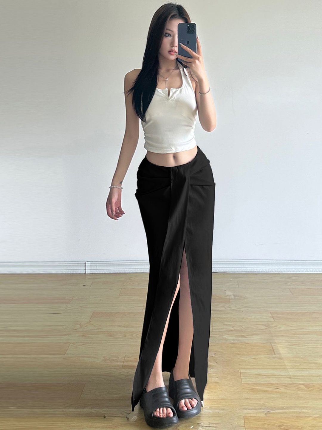 

StyleCast Front Slit Pencil Maxi Skirts, Black