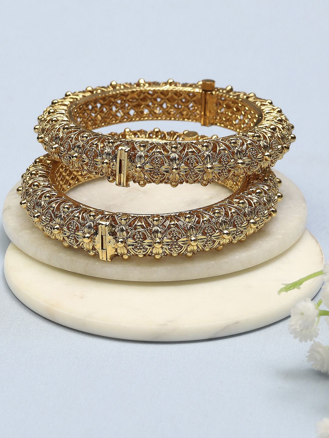 

Biba Set Of 2 Stones-Studded Bangles, Gold