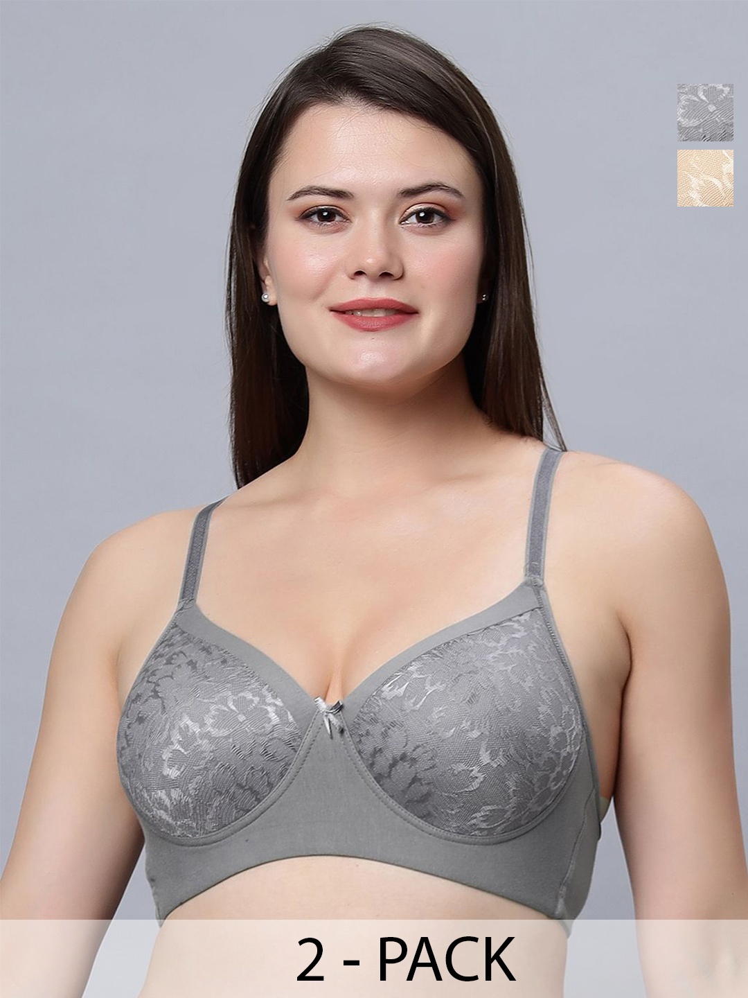 

In Care Pack Of 2 Medium Coverage Heavily Padded T-shirt Bra, Grey