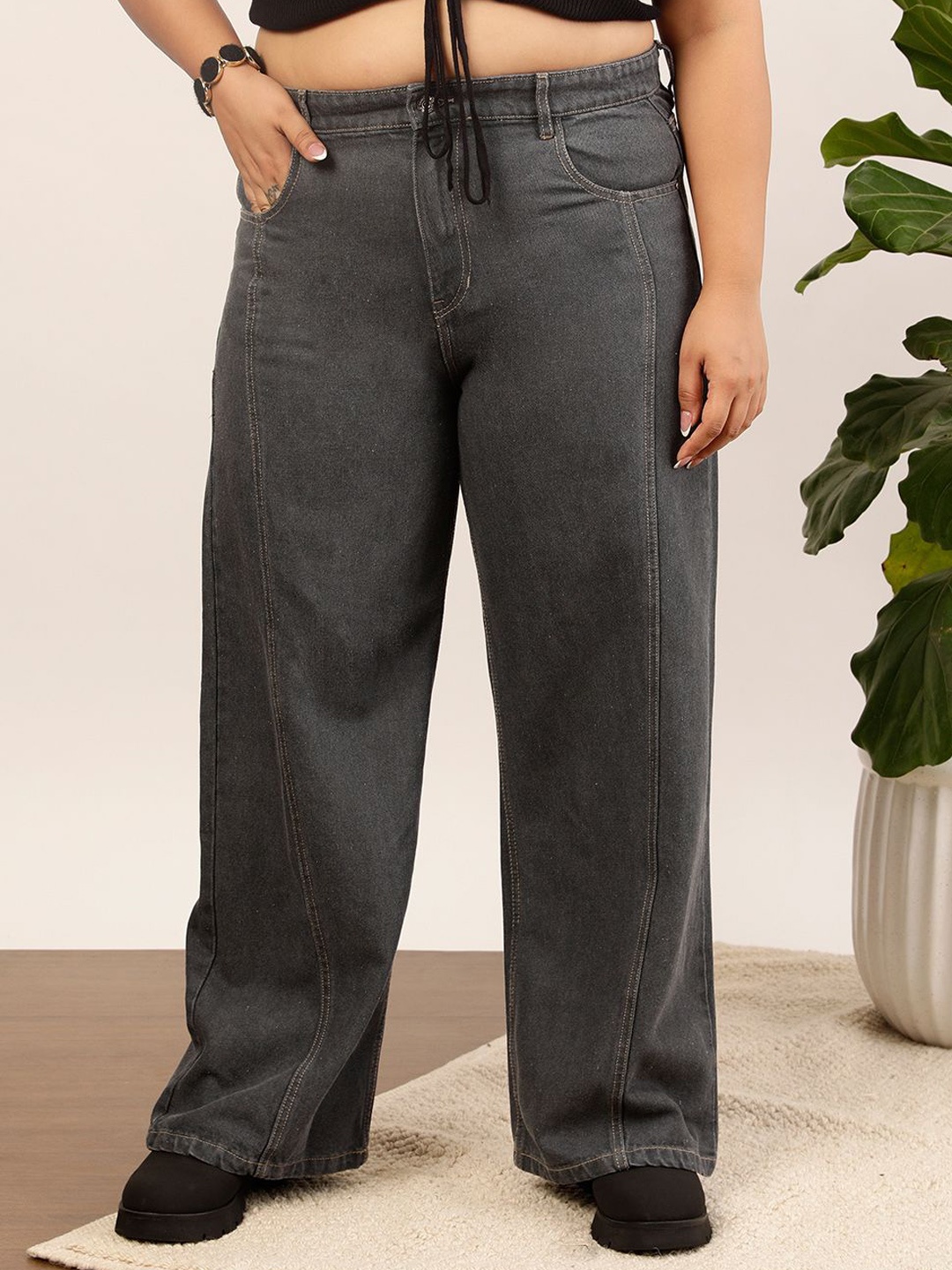 

CURVY STREET Women Jean Wide Leg Jeans, Grey