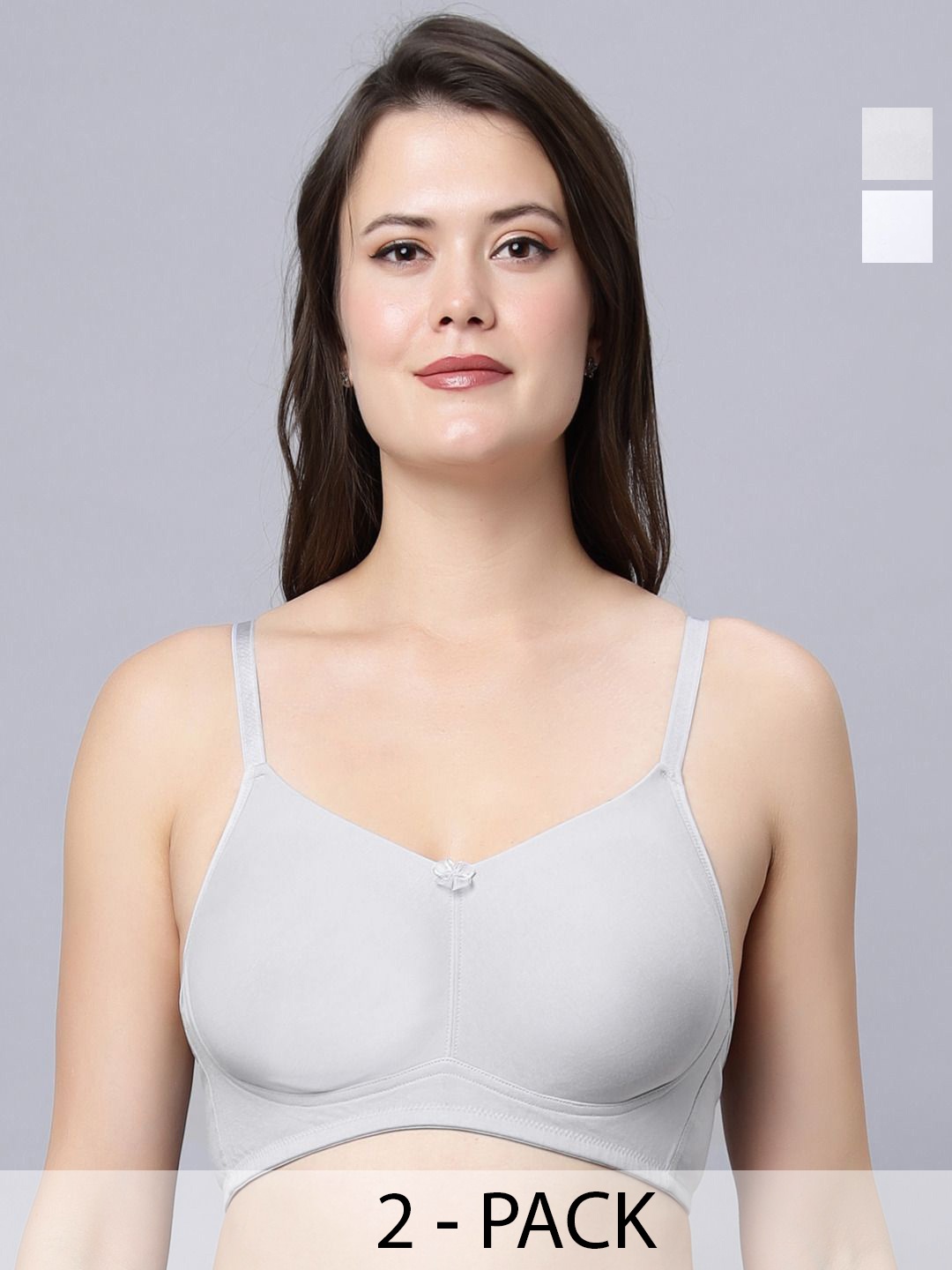 

In Care Pack of 2 Solid Full Coverage Bra, Grey