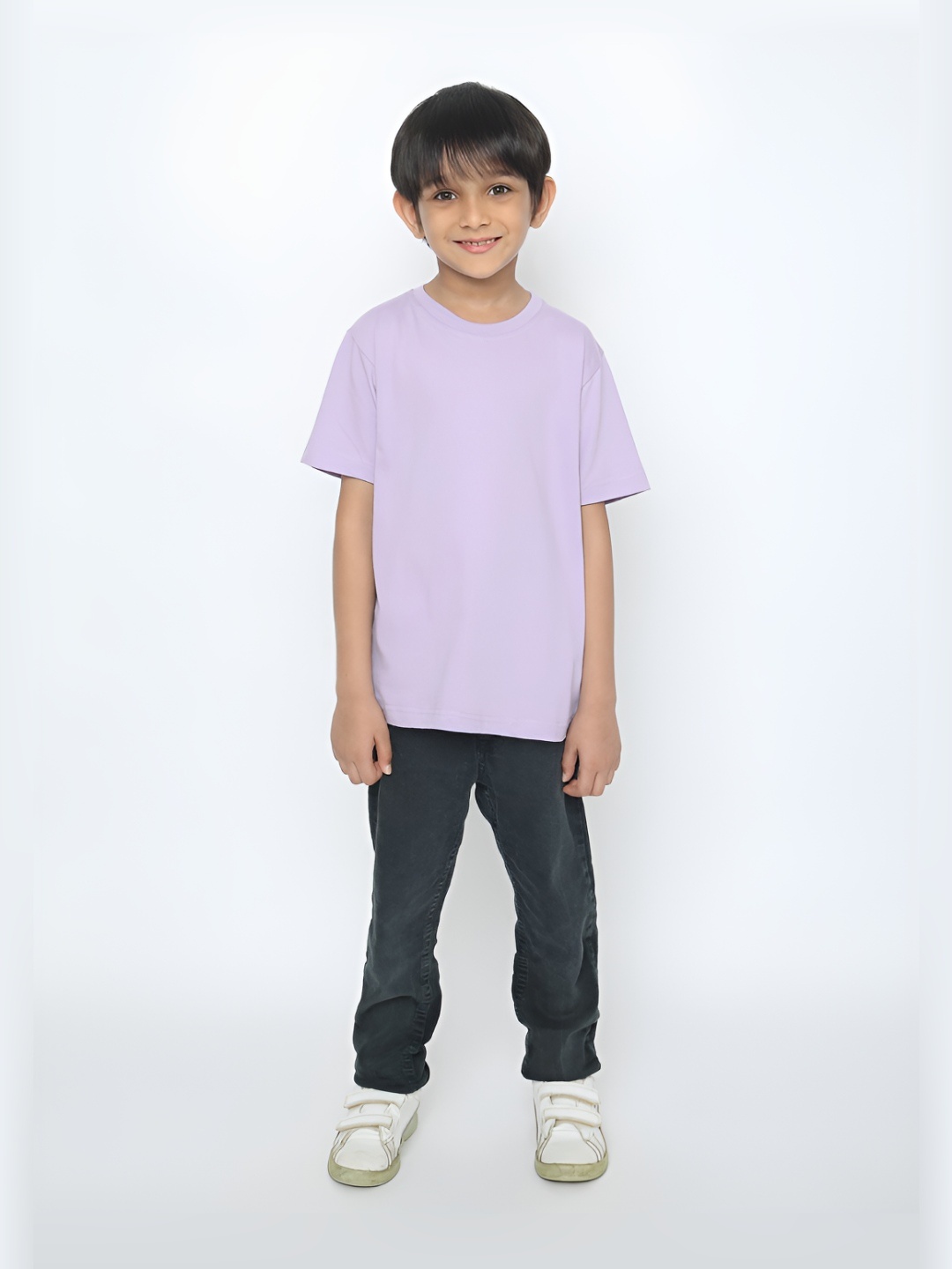 

FALTU.CO Boys Solid Round Neck Pure Cotton T-shirt, Lavender