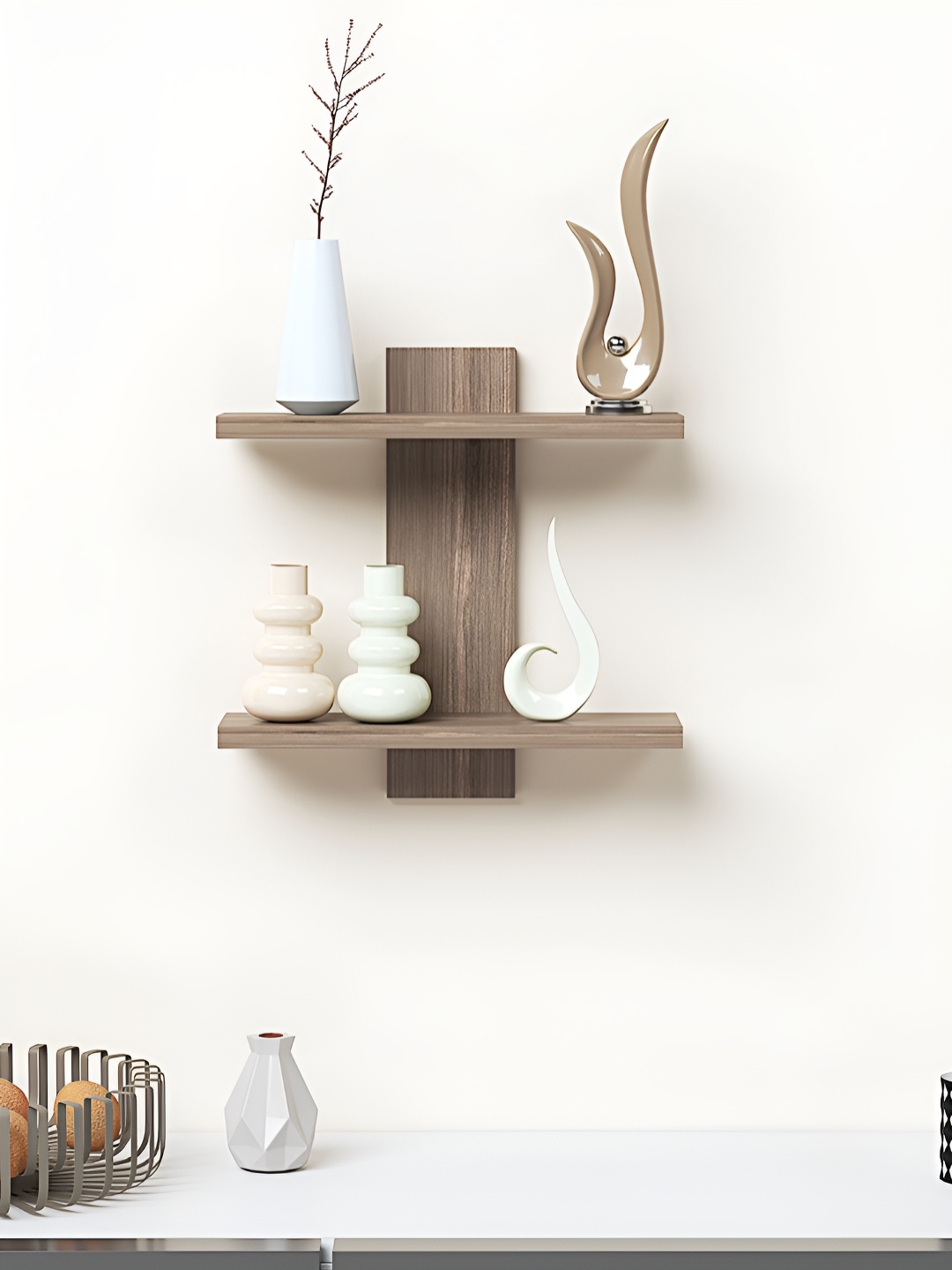 

RANDOM Brown Engineered Wood Multipurpose Storage Wall Shelf