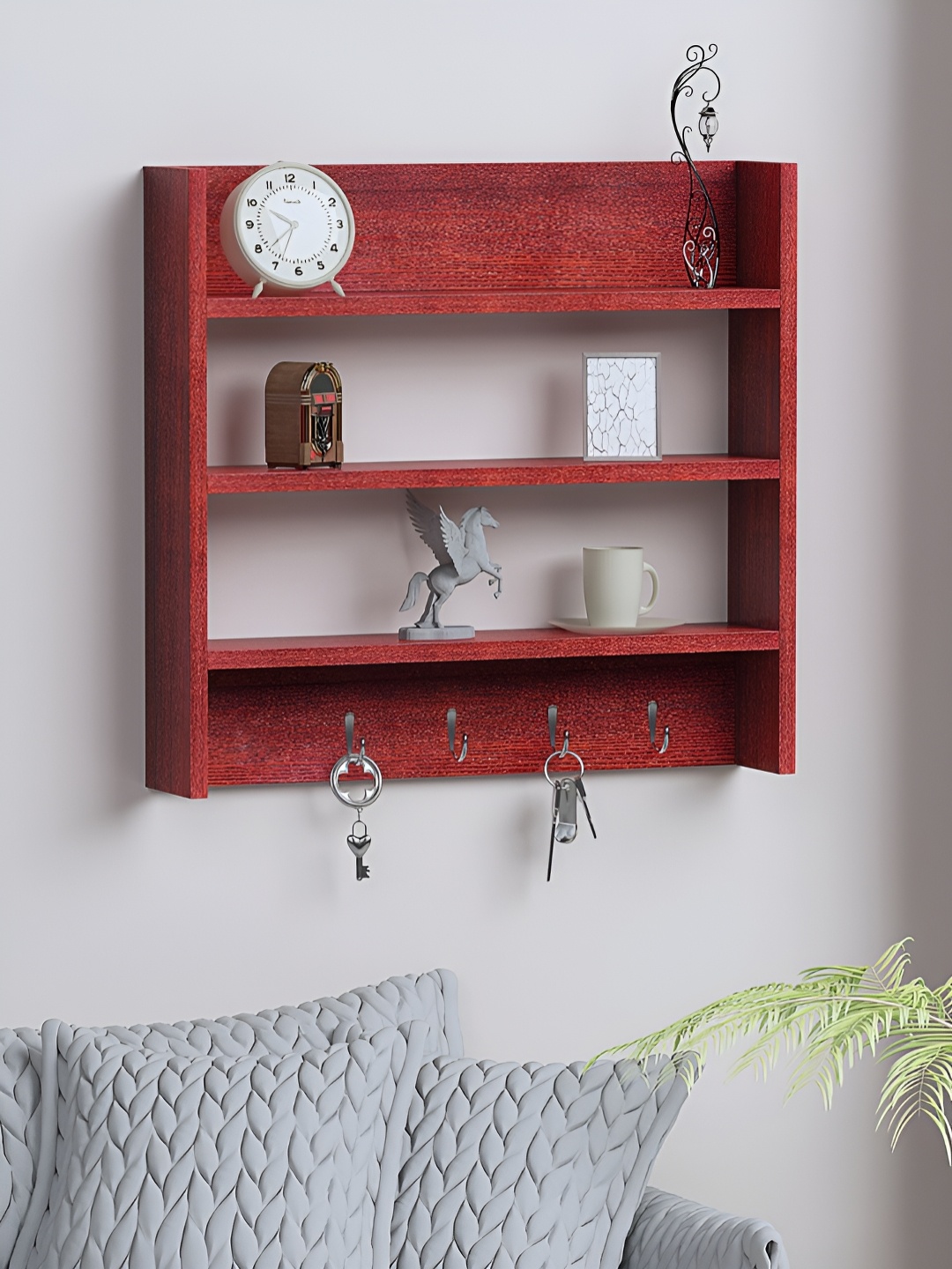 

RANDOM Brown Engineered Multipurpose Stand Wood Pocket Wall Shelf