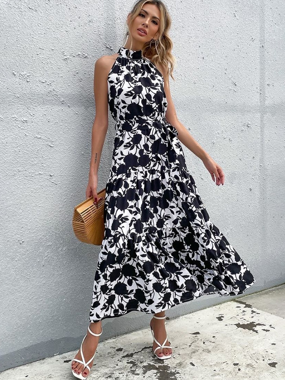 

StyleCast Floral Print Empire Maxi Dress, Black