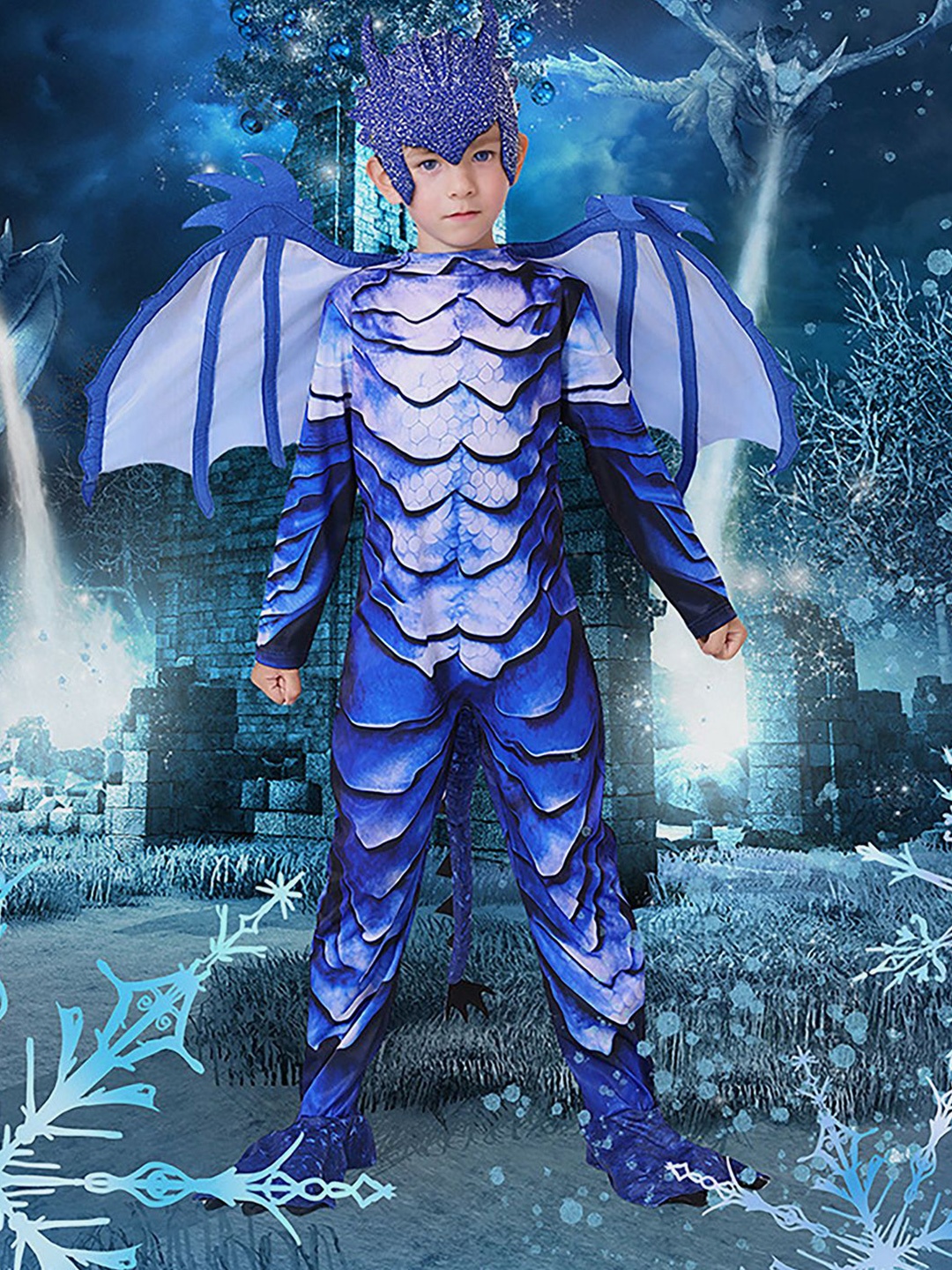 

Little Surprise Box LLP Kids Fierce Dragon Halloween Costume Dress Up, Blue